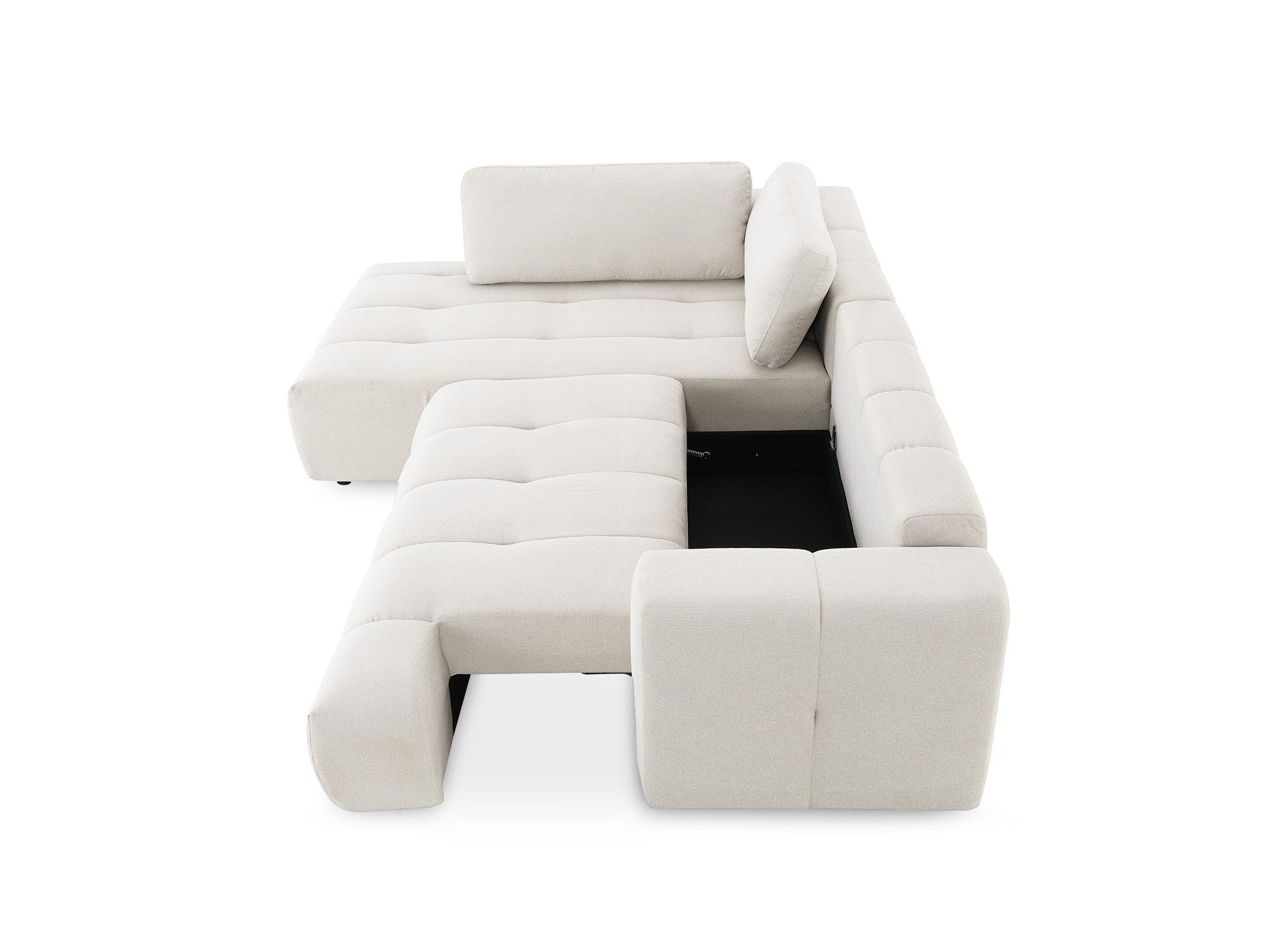 HAVEN Ecksofa aus beigefarbenem Stoff mit Stauraum – Linke Ecke