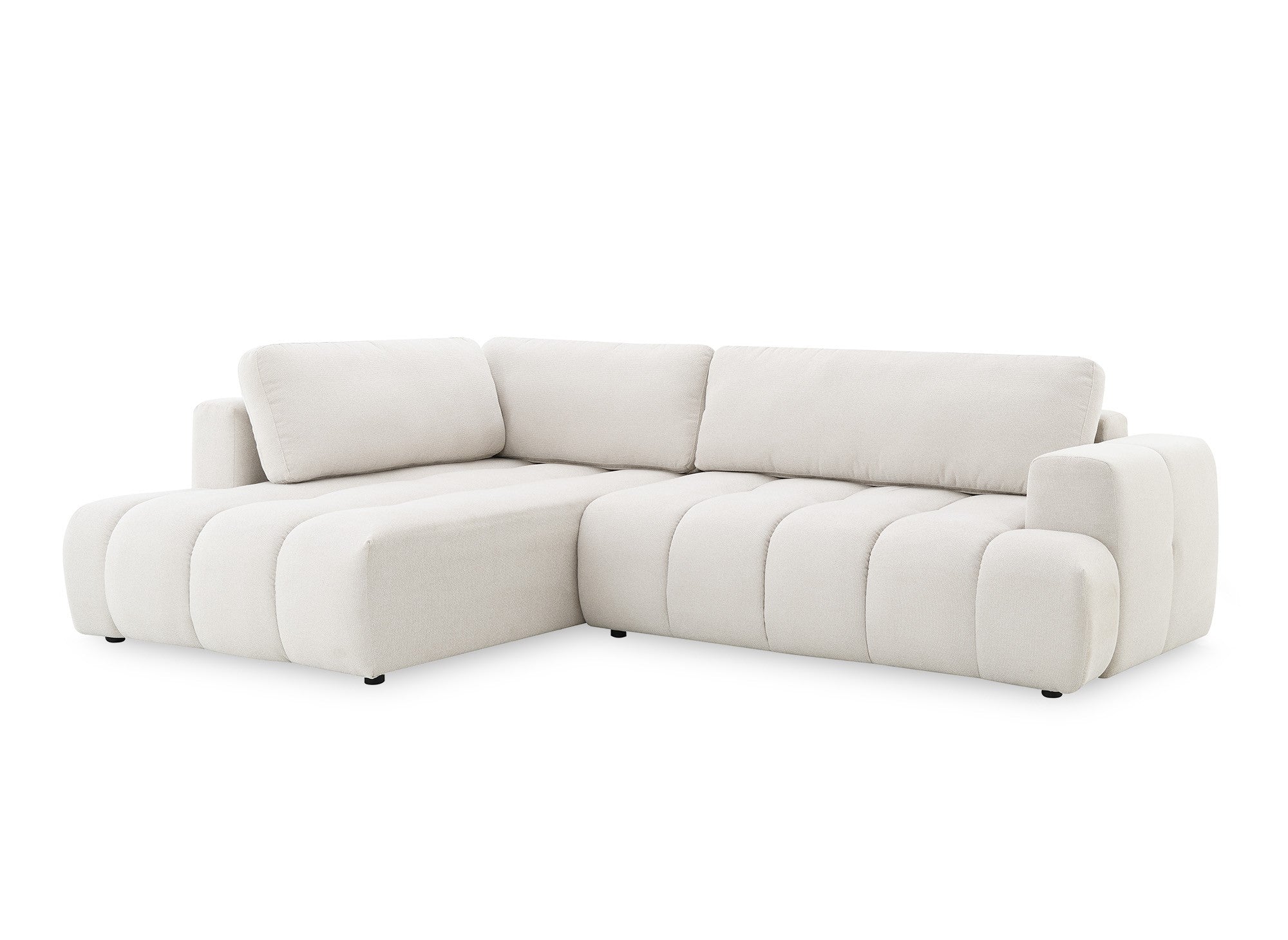 HAVEN Ecksofa aus beigefarbenem Stoff mit Stauraum – Linke Ecke