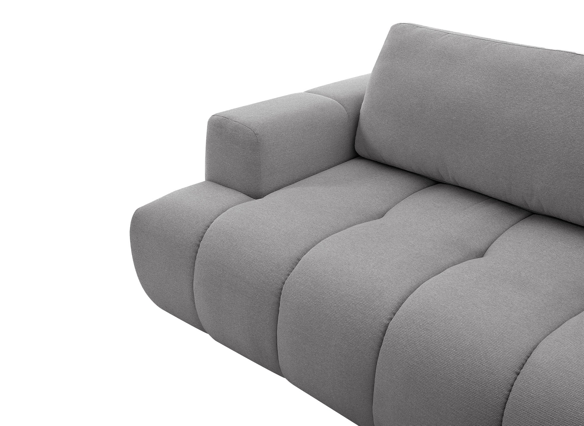 HAVEN Ecksofa aus grauem Stoff mit Stauraum – rechtwinklig