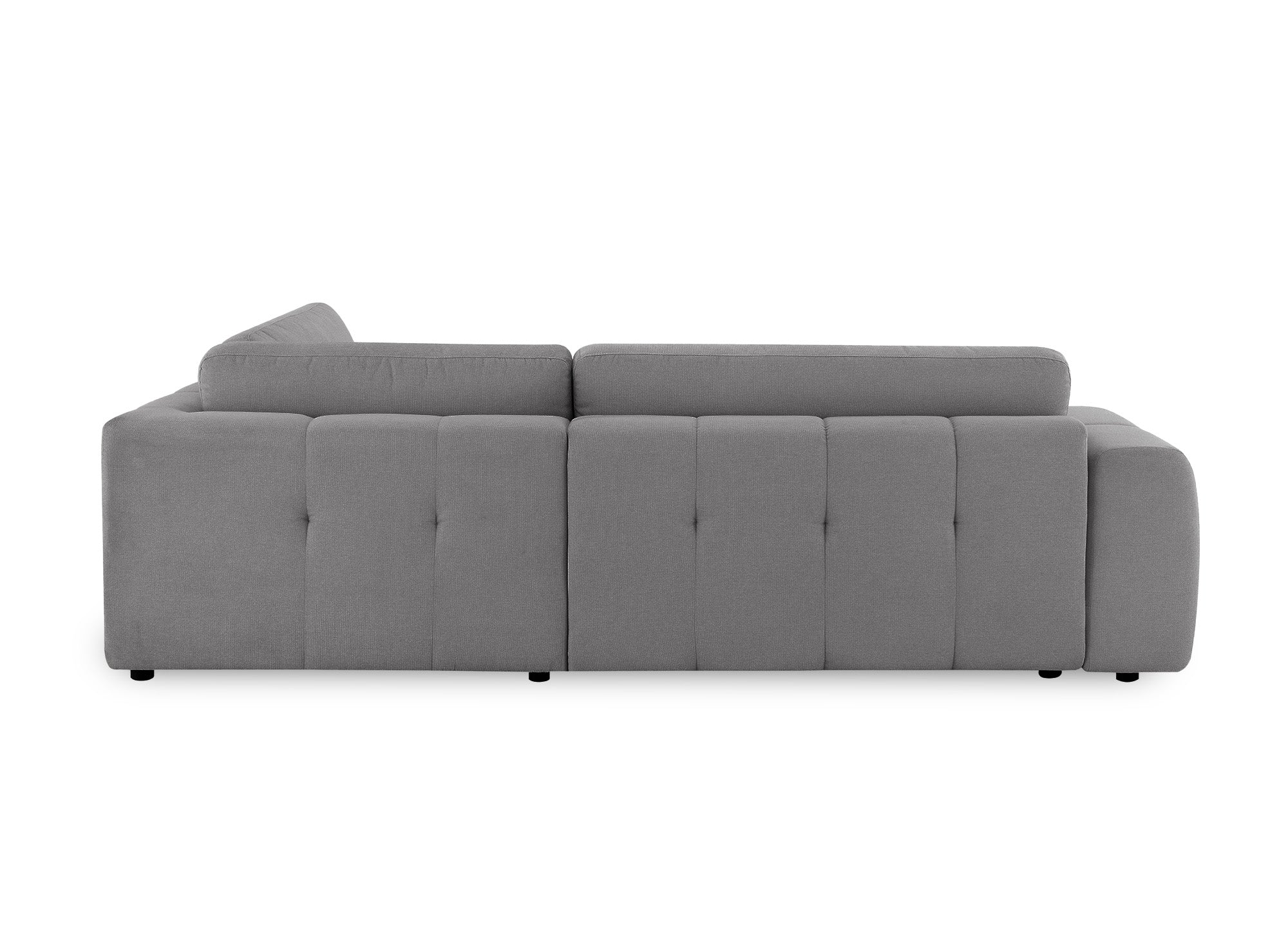 HAVEN Ecksofa aus grauem Stoff mit Stauraum – rechtwinklig