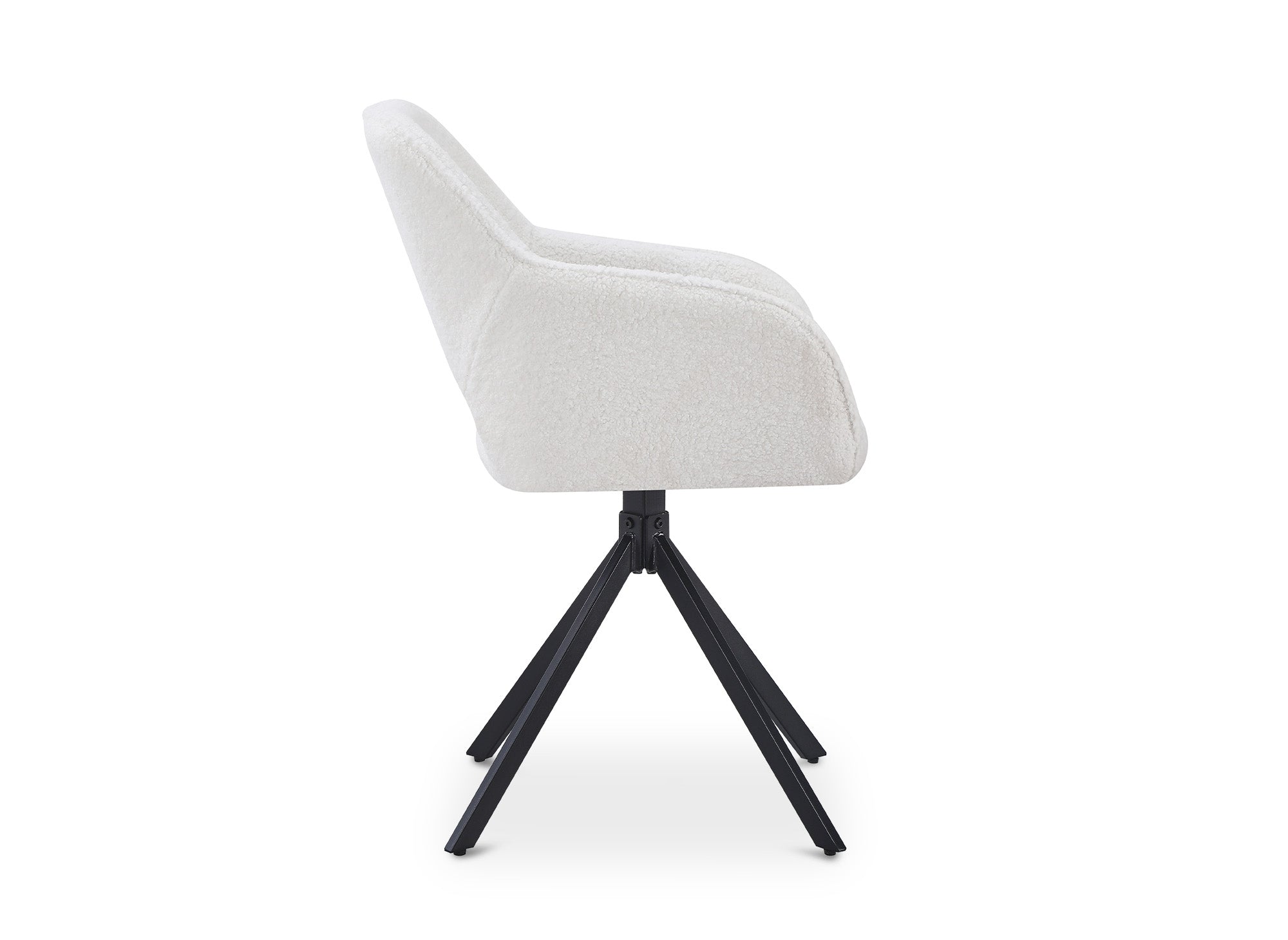 2er-Set Designer-Drehstühle aus ecru-weißem Bouclette-Stoff CIEL