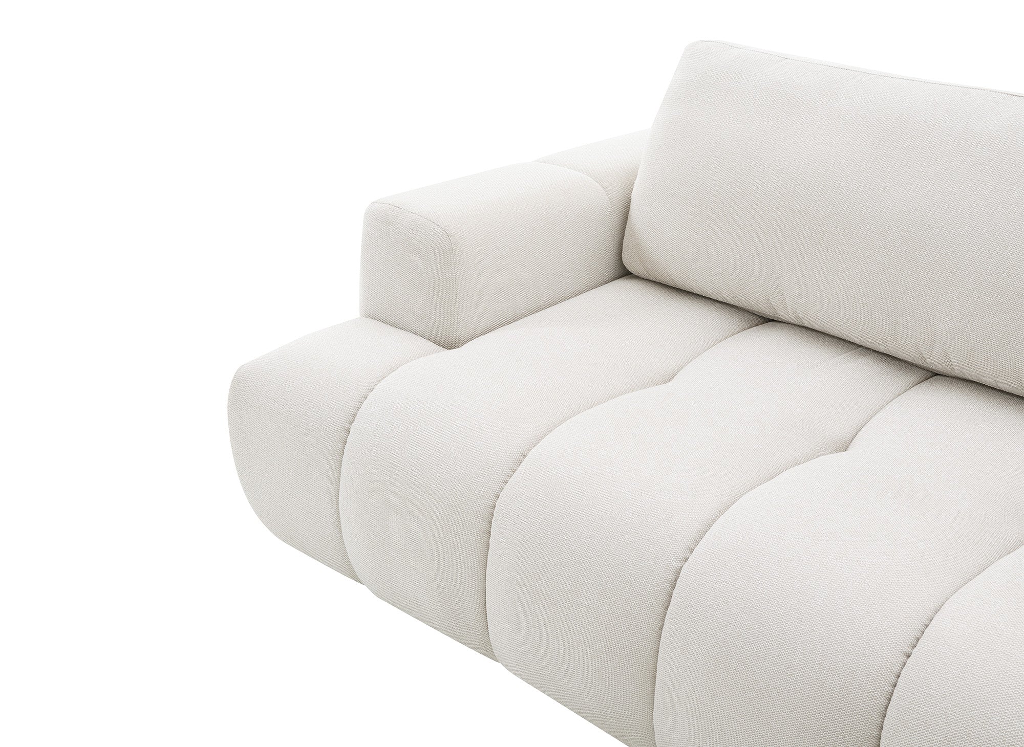 HAVEN Ecksofa aus beigefarbenem Stoff mit Stauraum – rechtwinklig