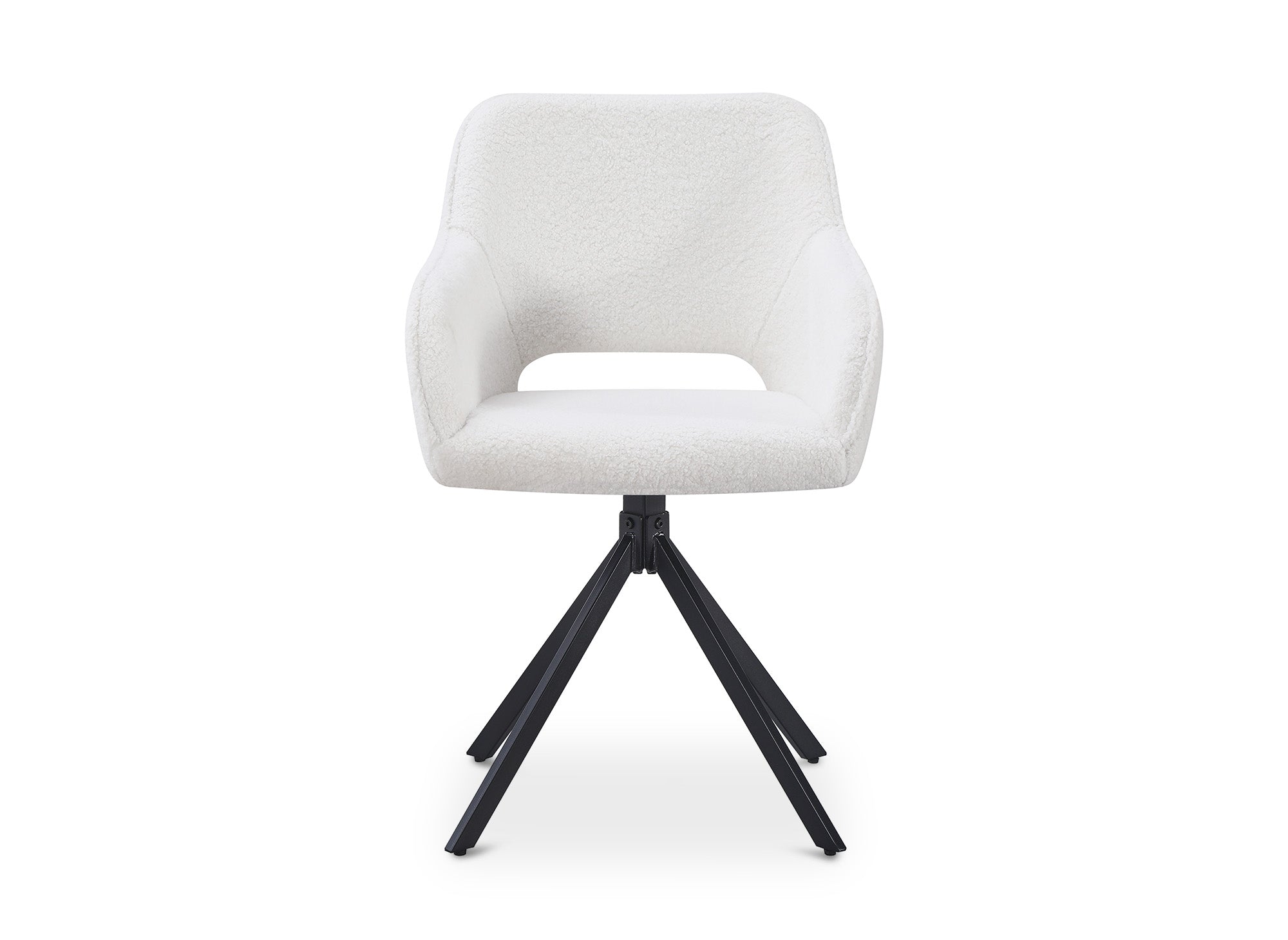 2er-Set Designer-Drehstühle aus ecru-weißem Bouclette-Stoff CIEL