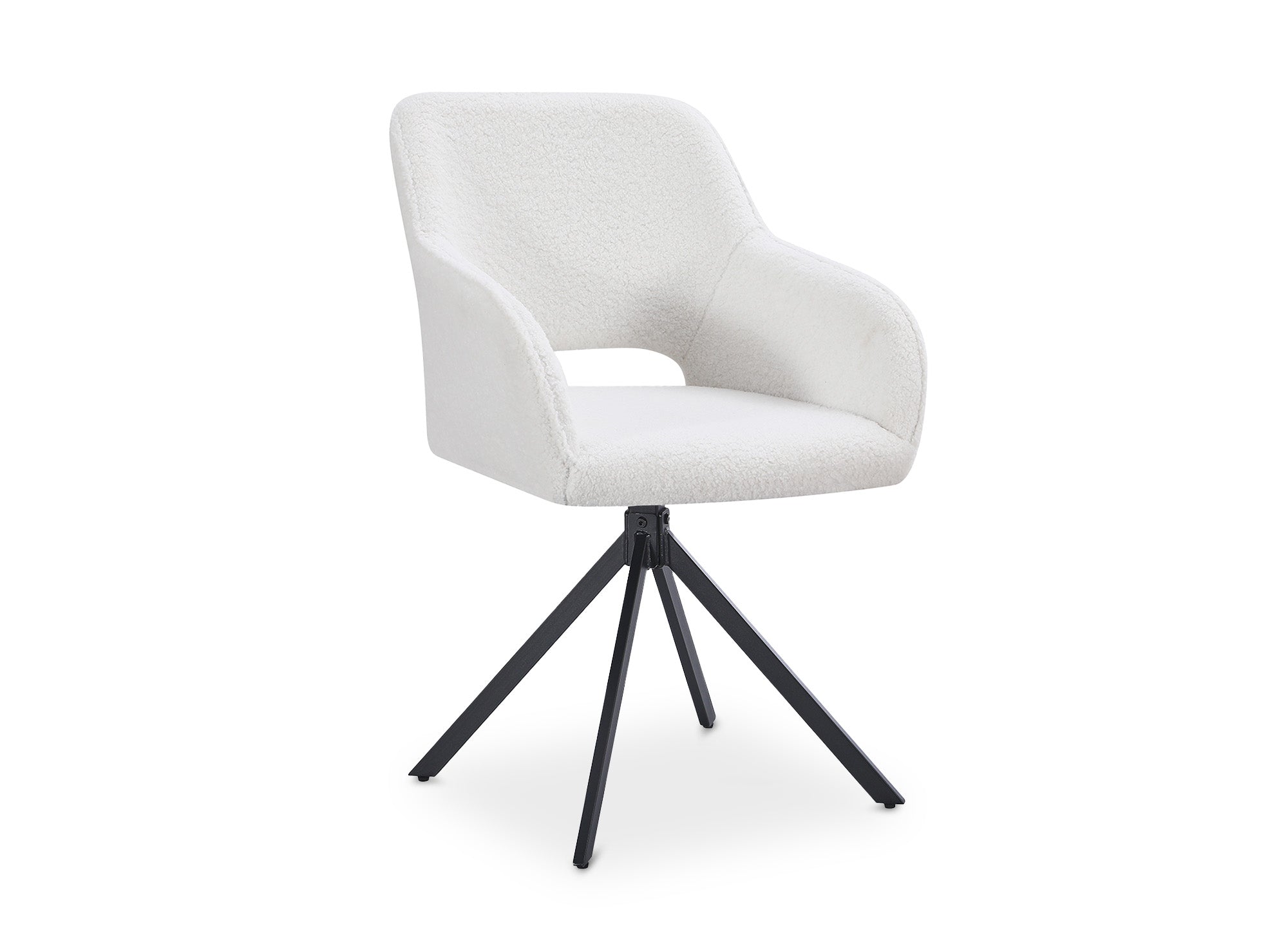 2er-Set Designer-Drehstühle aus ecru-weißem Bouclette-Stoff CIEL