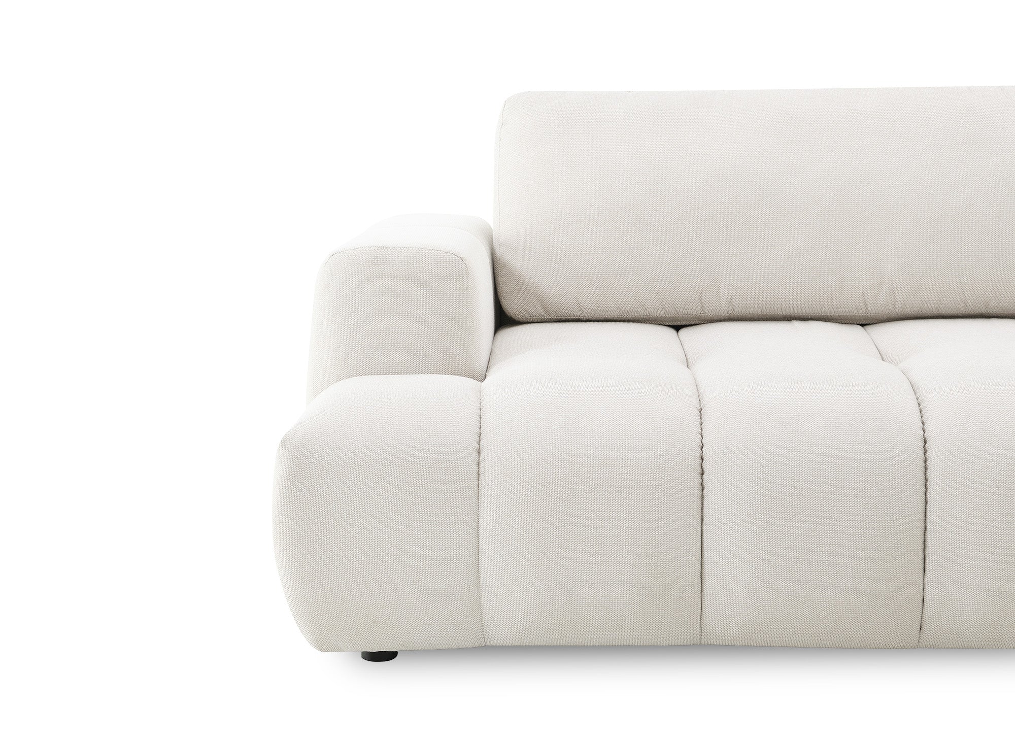 HAVEN Ecksofa aus beigefarbenem Stoff mit Stauraum – rechtwinklig