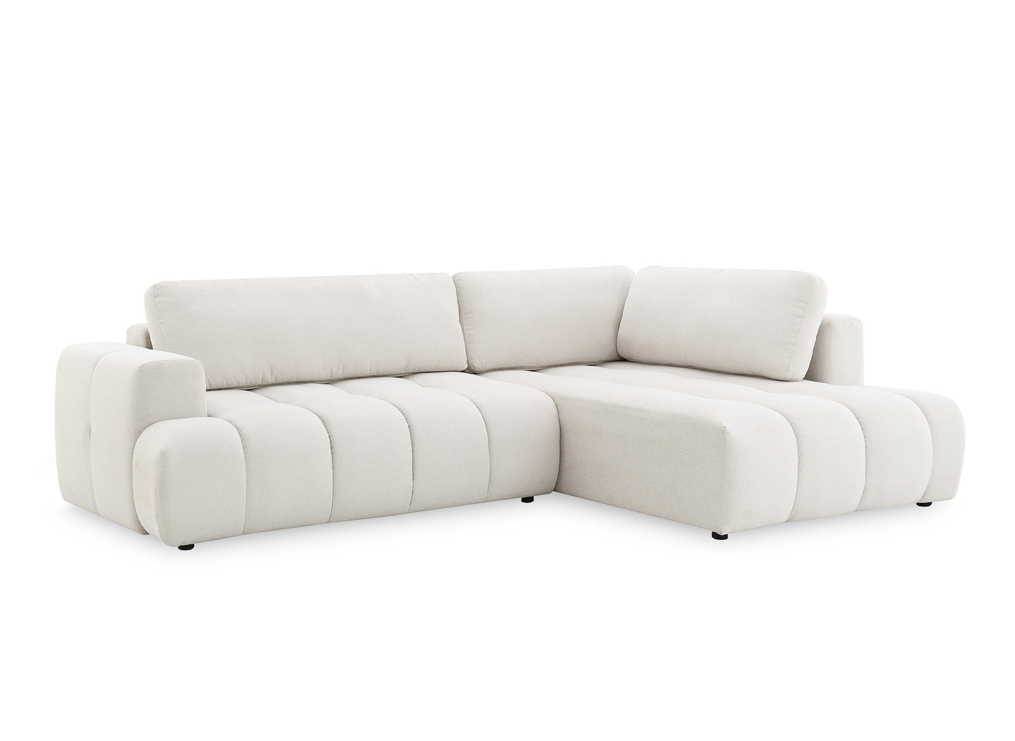 HAVEN Ecksofa aus beigefarbenem Stoff mit Stauraum – rechtwinklig