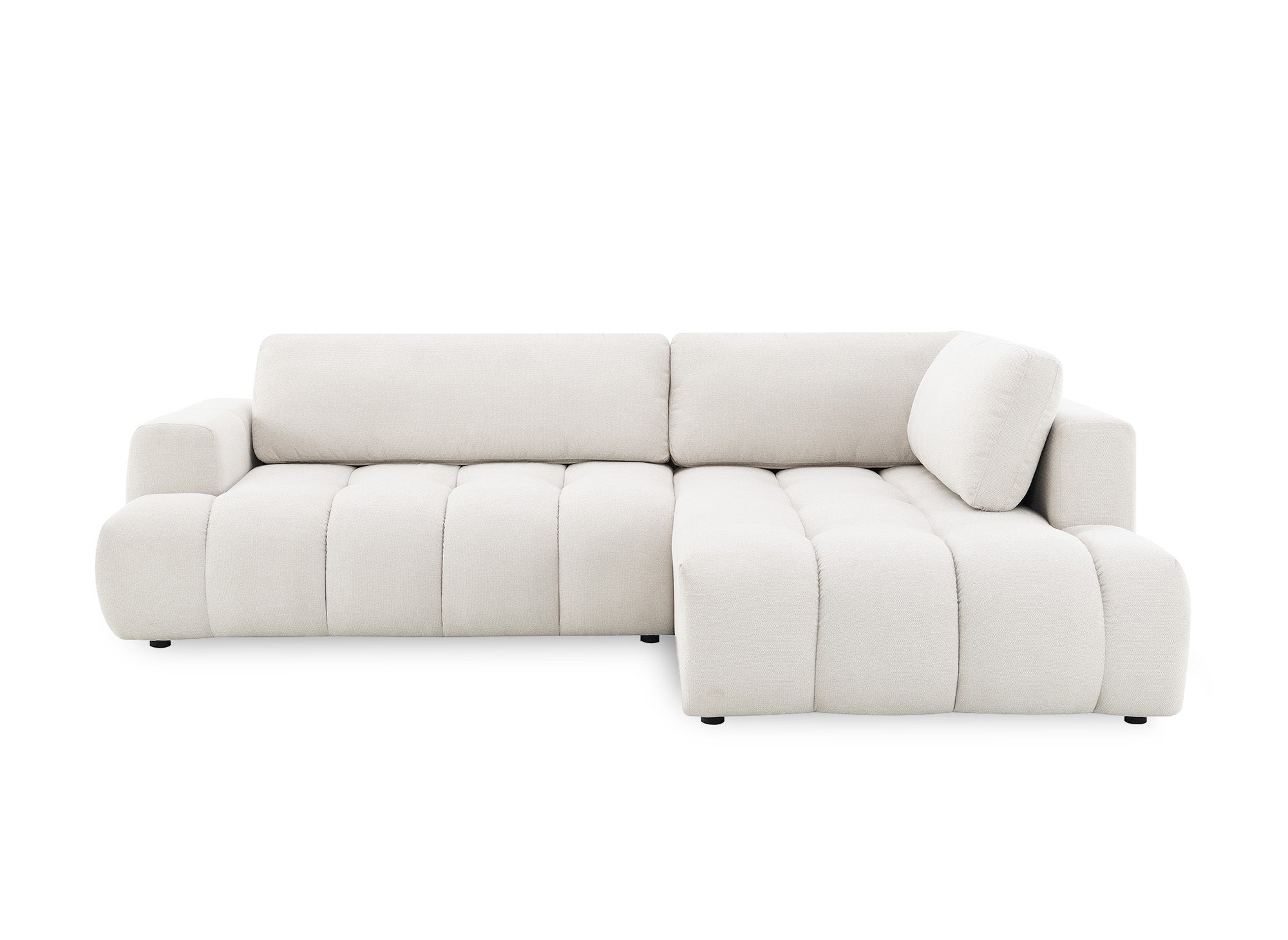 HAVEN Ecksofa aus beigefarbenem Stoff mit Stauraum – rechtwinklig