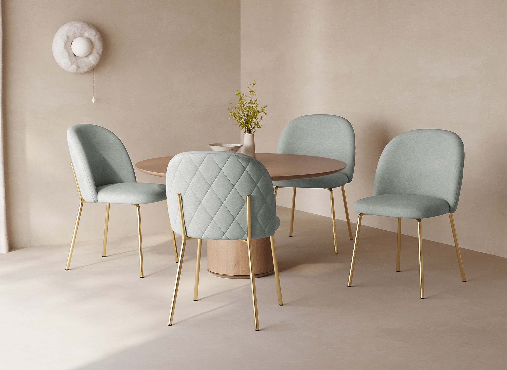 2er-Set KENNETH Designer-Stühle aus grauem Samt