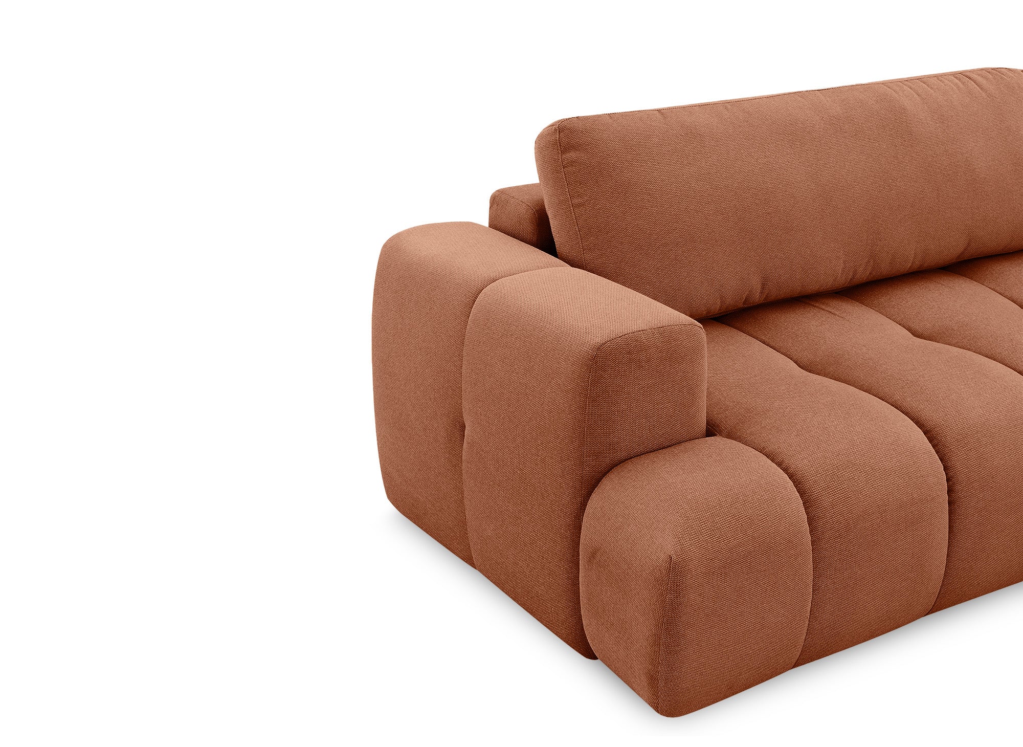 HAVEN Ecksofa aus Terrakotta-Stoff mit Stauraum – rechtwinklig