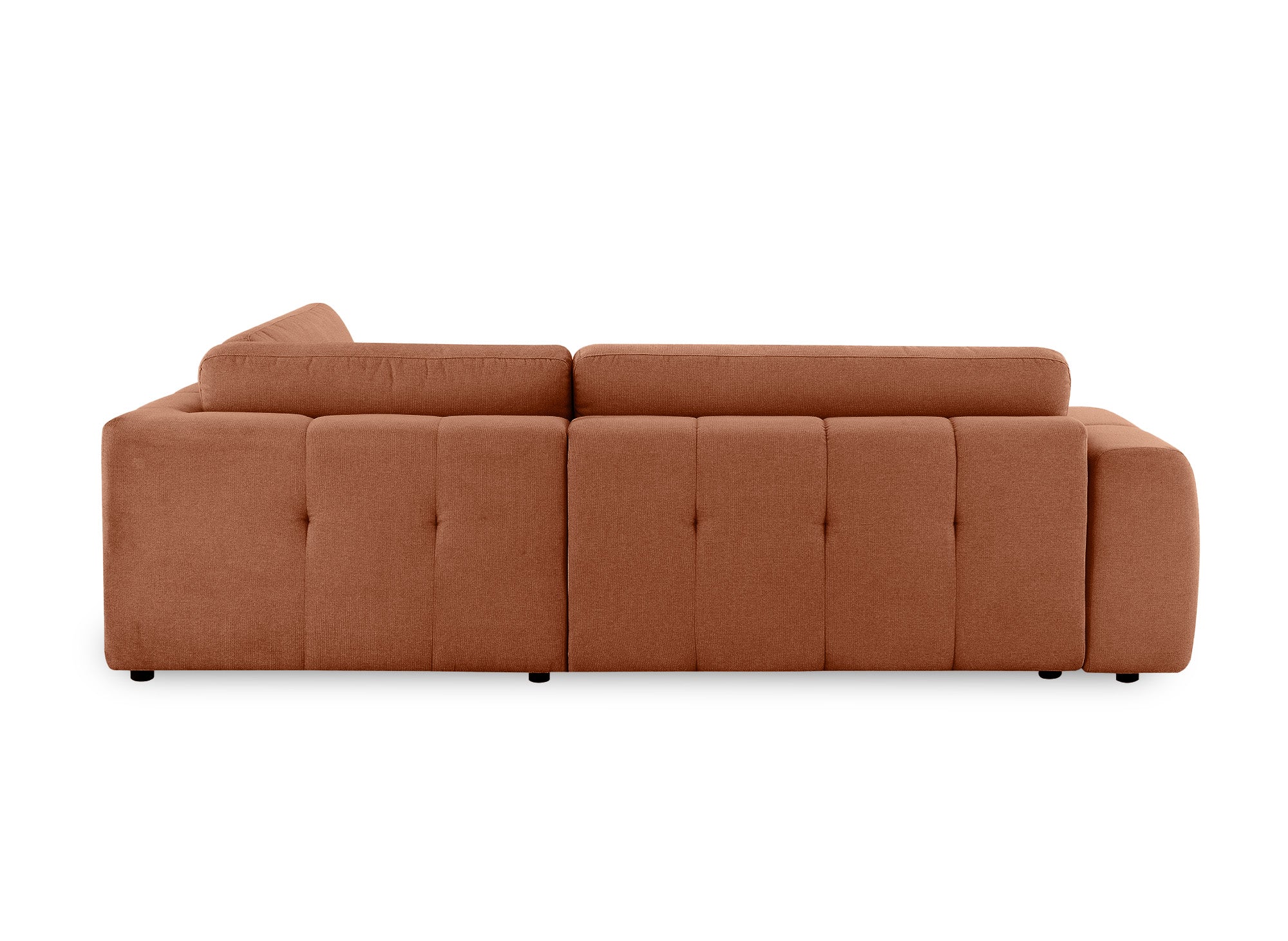 HAVEN Ecksofa aus Terrakotta-Stoff mit Stauraum – rechtwinklig