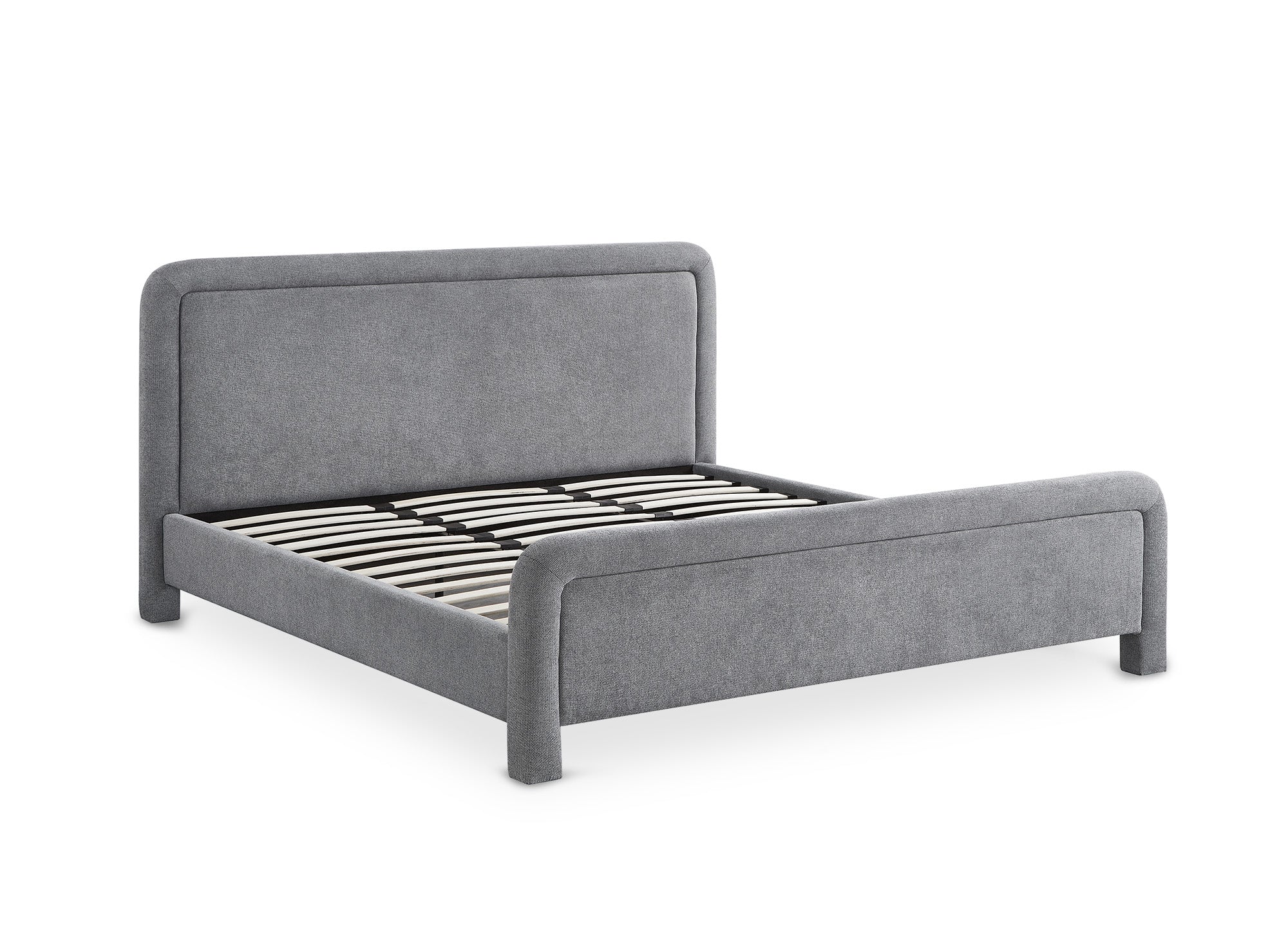 Doppelbett aus weichem grauem Stoff 180 x 200 cm ANELA