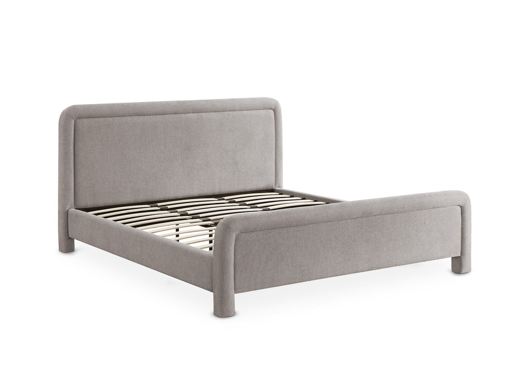 Doppelbett aus weichem Taupe-Stoff 180 x 200 cm ANELA
