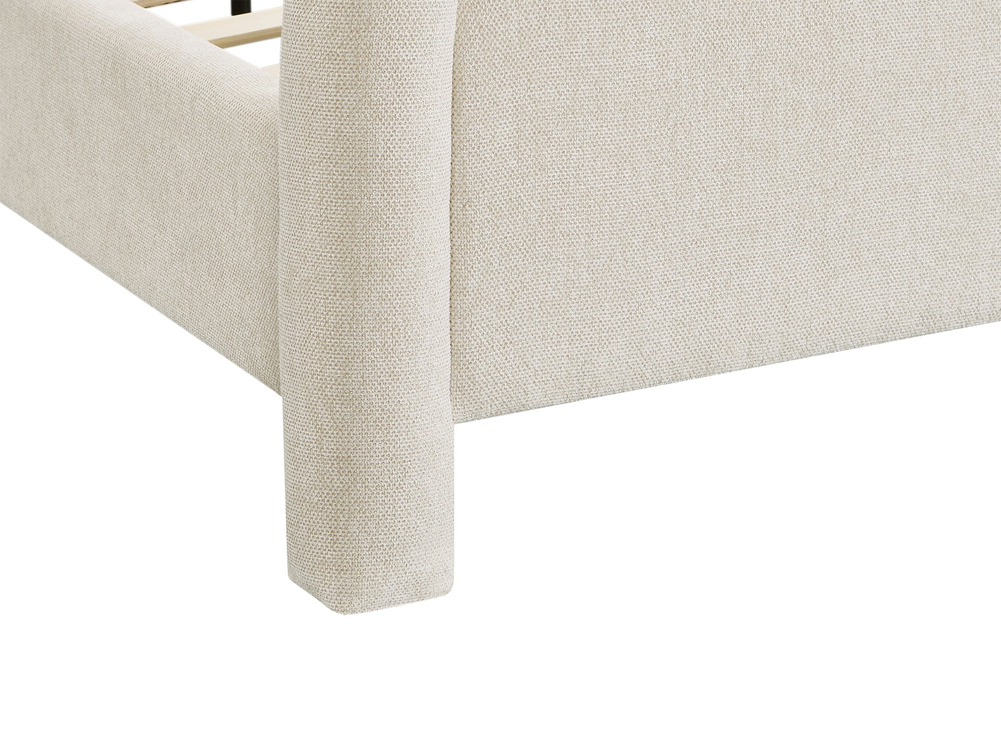 Doppelbett aus weichem, beigem Stoff 180 x 200 cm ANELA