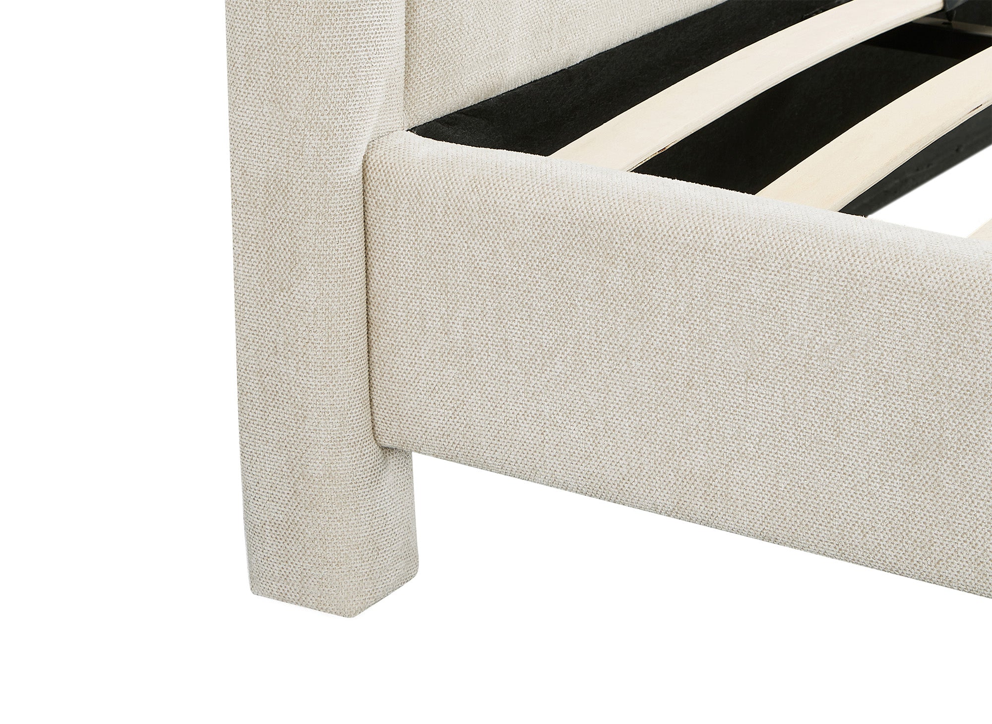 Doppelbett aus weichem, beigem Stoff 180 x 200 cm ANELA