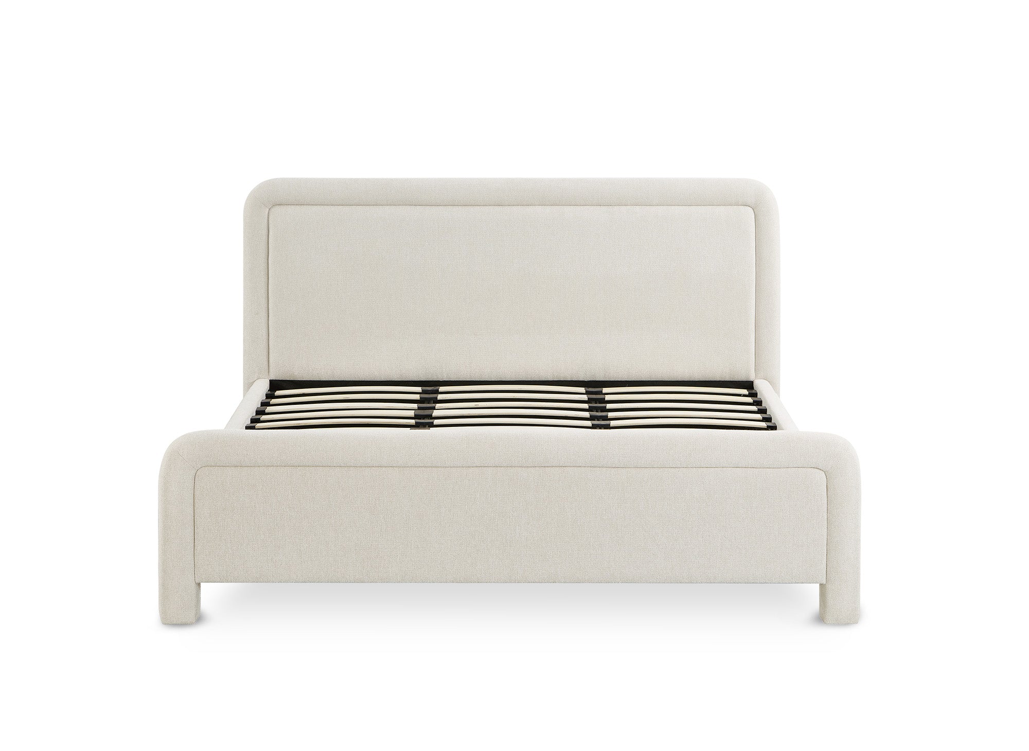 Doppelbett aus weichem, beigem Stoff 180 x 200 cm ANELA