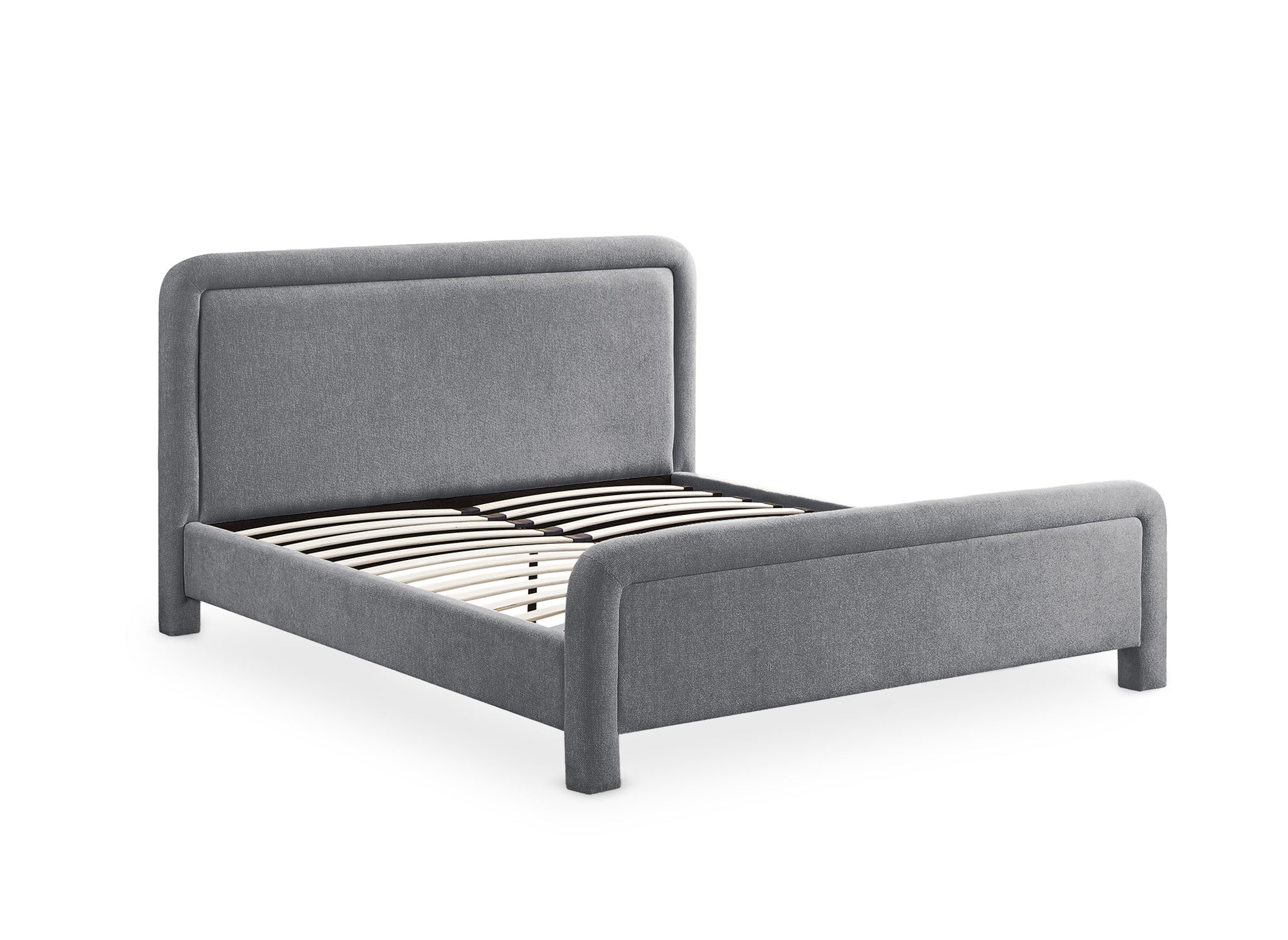 Doppelbett aus weichem grauem Stoff 160 x 200 cm ANELA