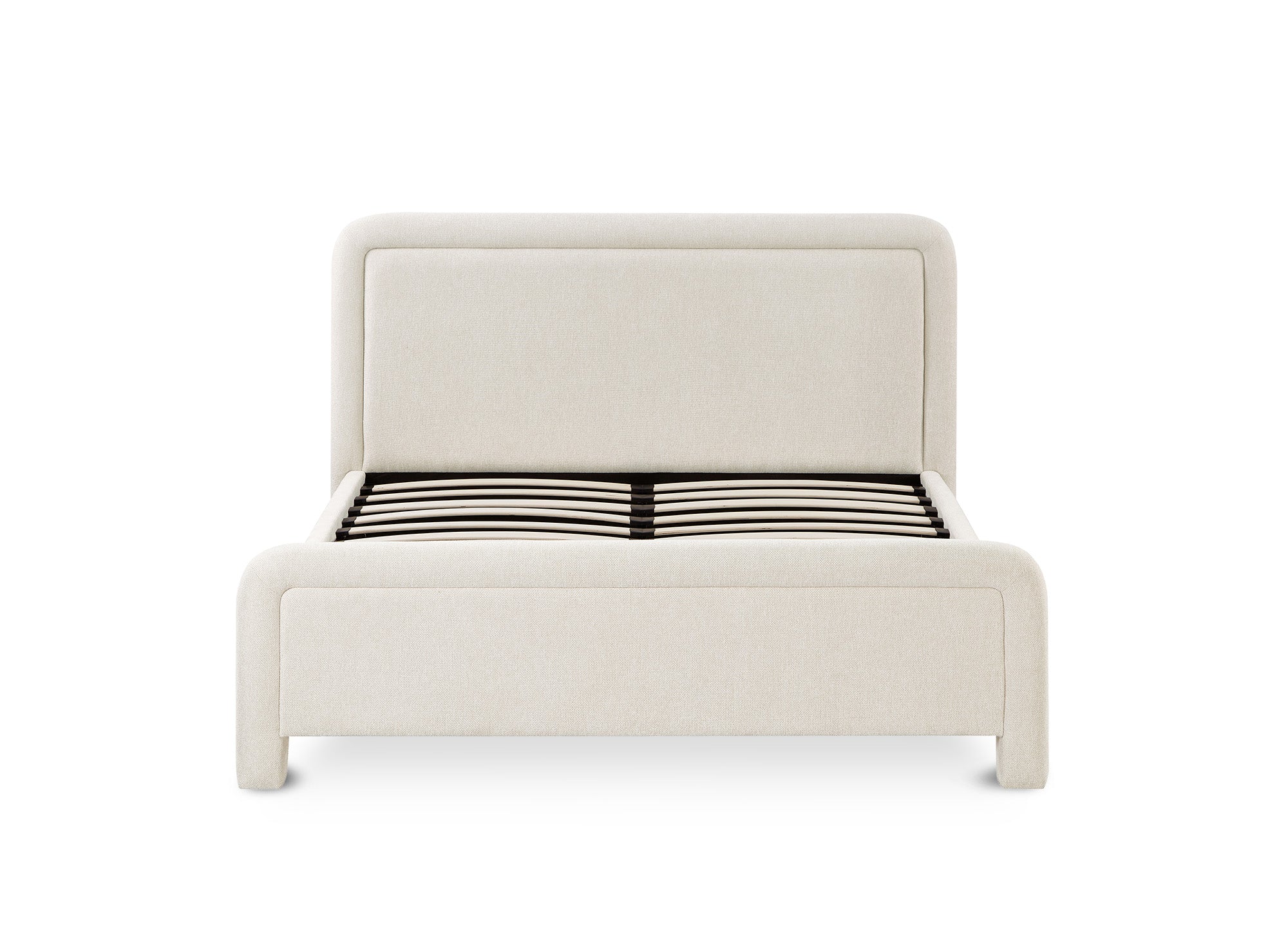 Doppelbett aus weichem, beigem Stoff 160 x 200 cm ANELA