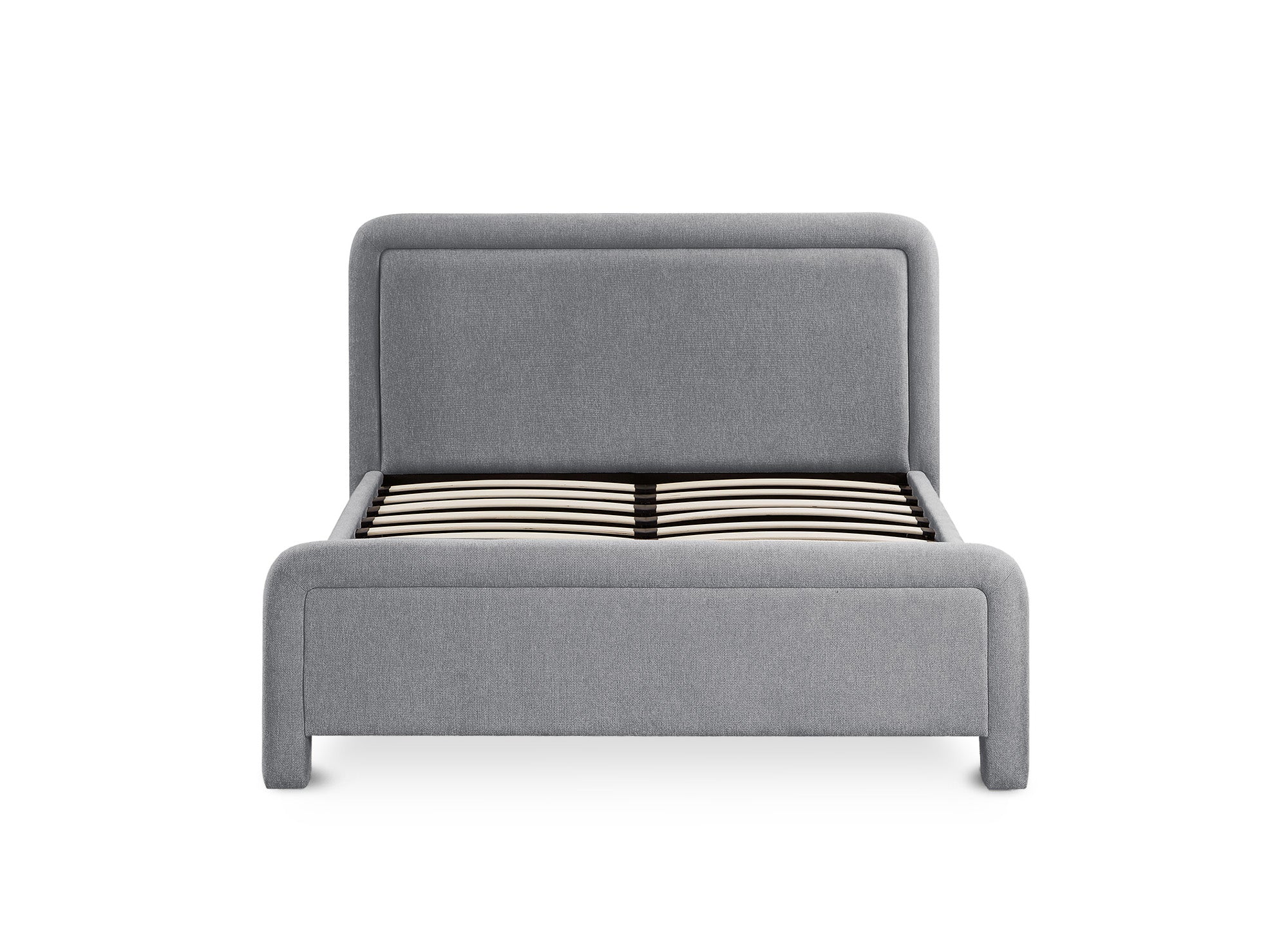Doppelbett aus weichem grauem Stoff 140 x 190 cm ANELA