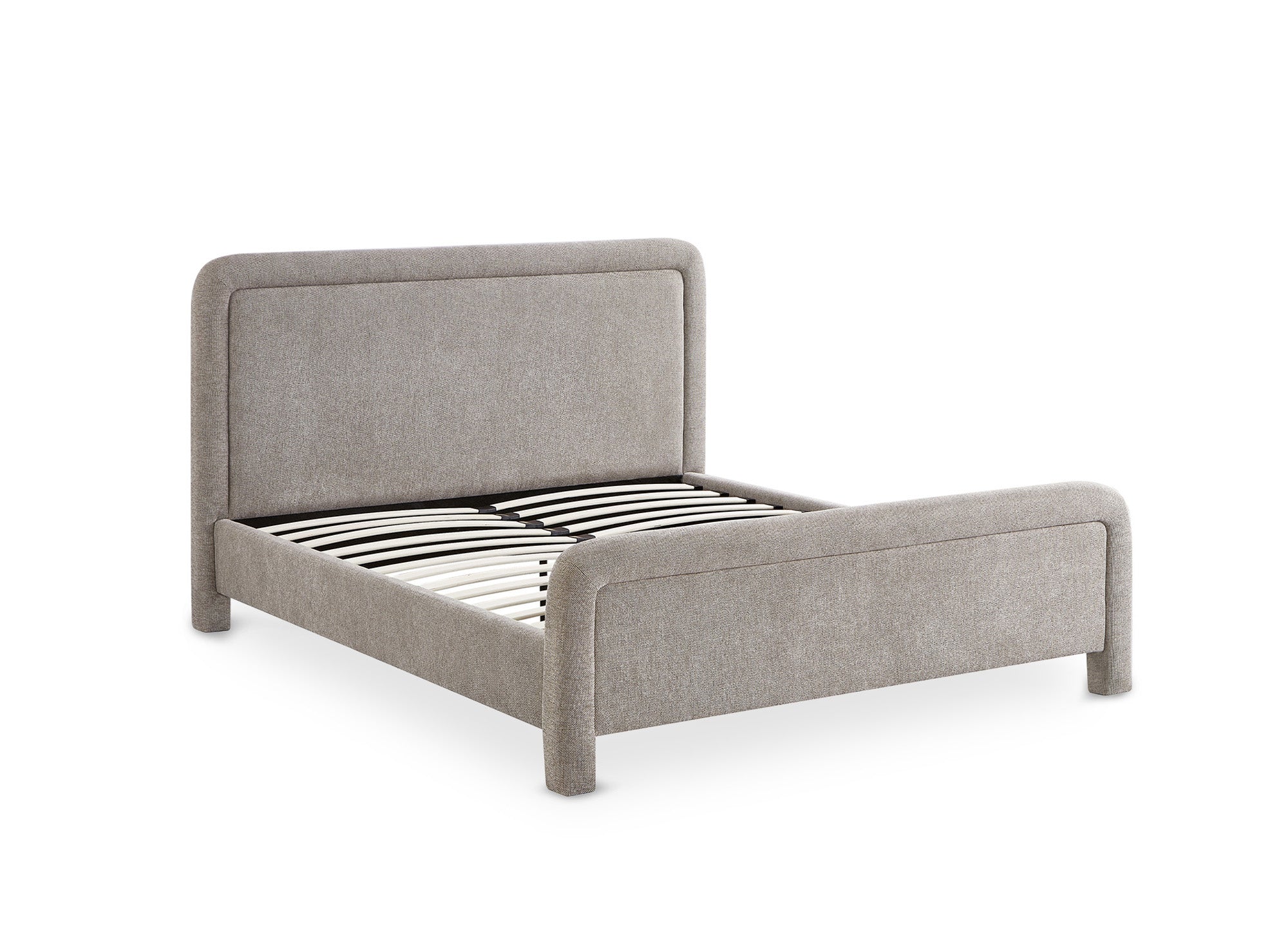 Doppelbett aus weichem Taupe-Stoff 140 x 190 cm ANELA