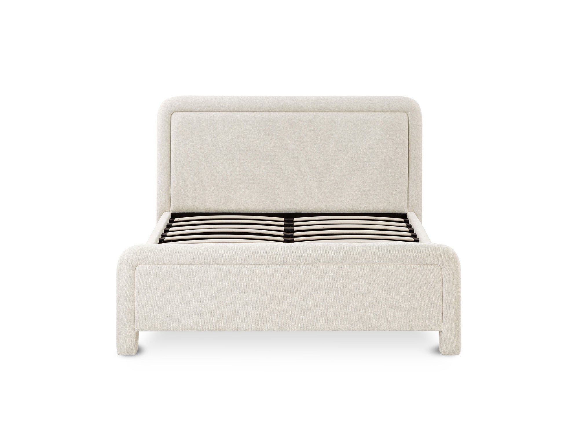 Doppelbett aus weichem, beigem Stoff 140 x 190 cm ANELA