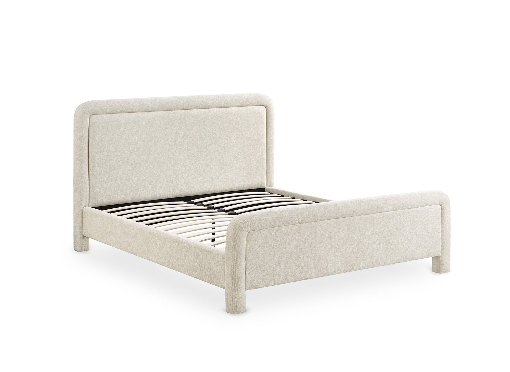 Doppelbett aus weichem, beigem Stoff 140 x 190 cm ANELA