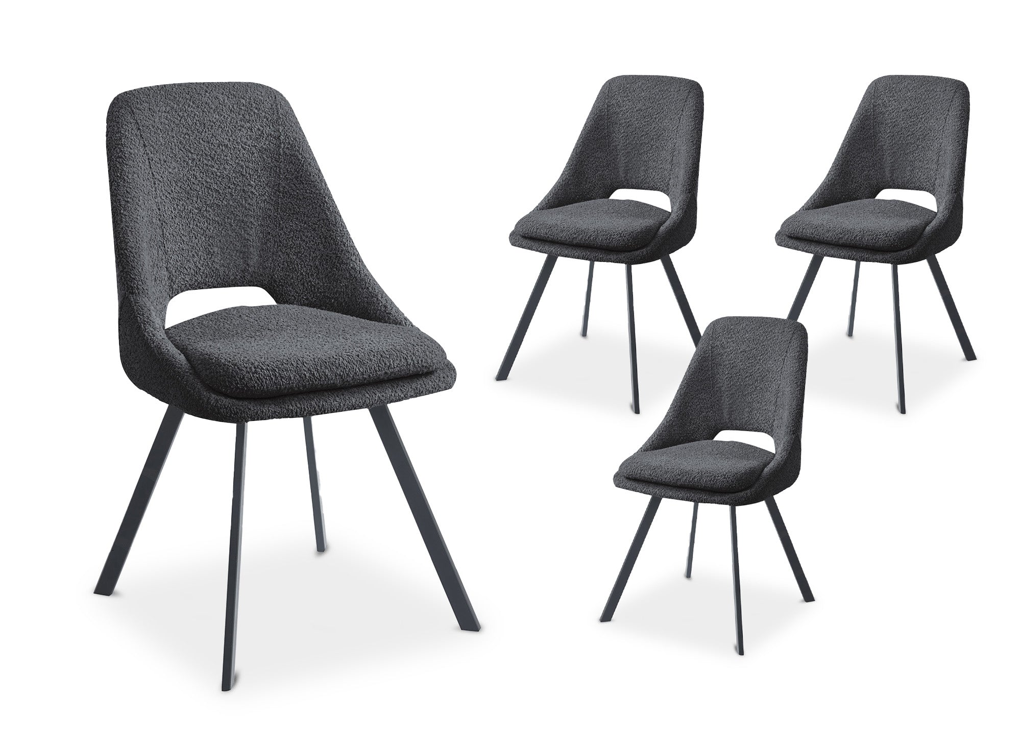 4er-Set Stühle in dunkelgrauer Schaffelloptik NARCISSE