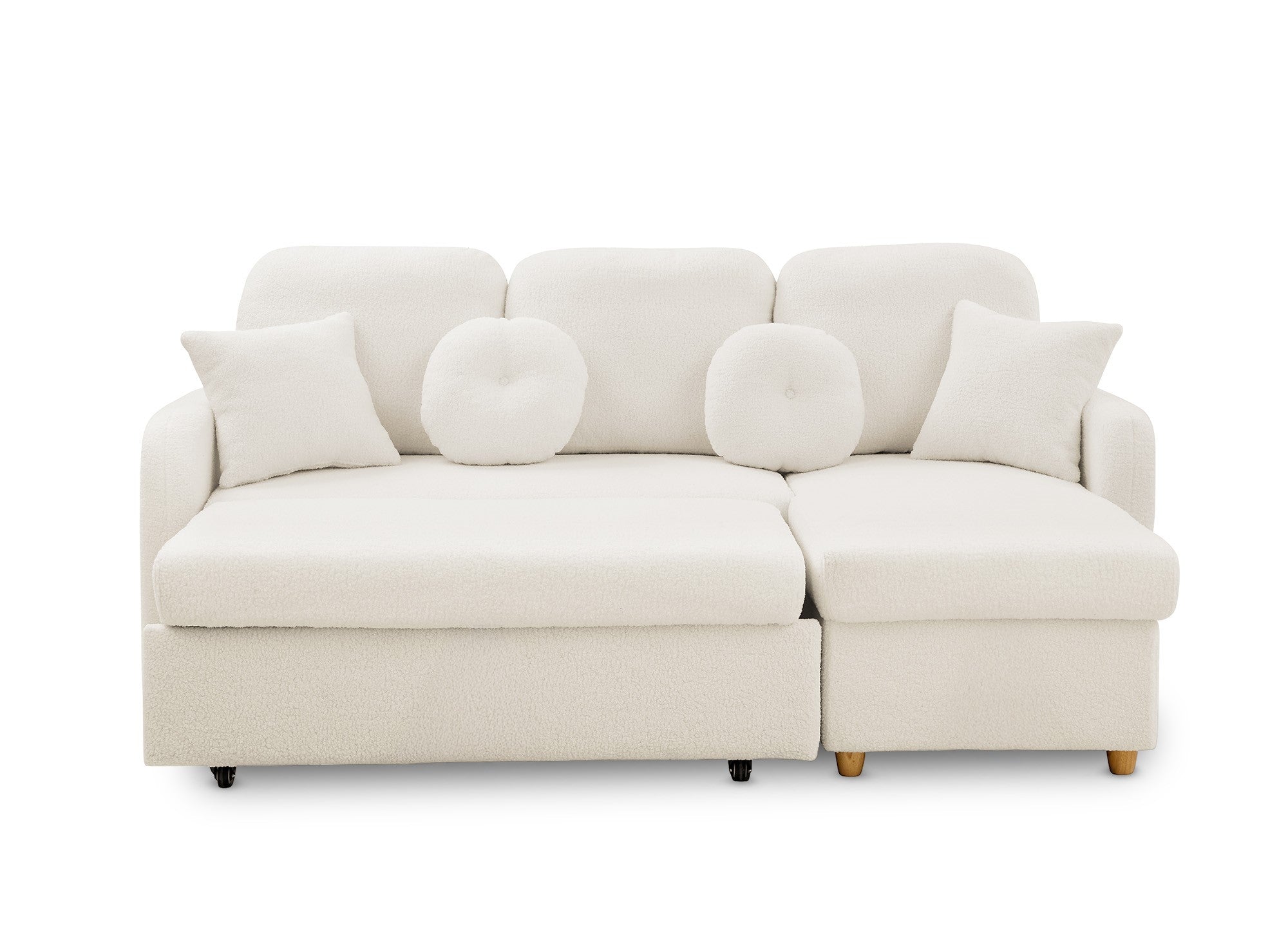 GREGORY umwandelbares und wendbares Ecksofa mit Stauraum aus ecrufarbenem Bouclé-Stoff