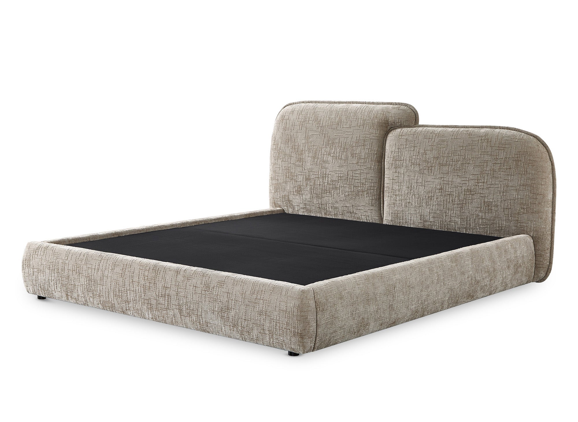 MILENA Bett mit Stauraum, Samt, taupe meliert, 180 x 200 cm