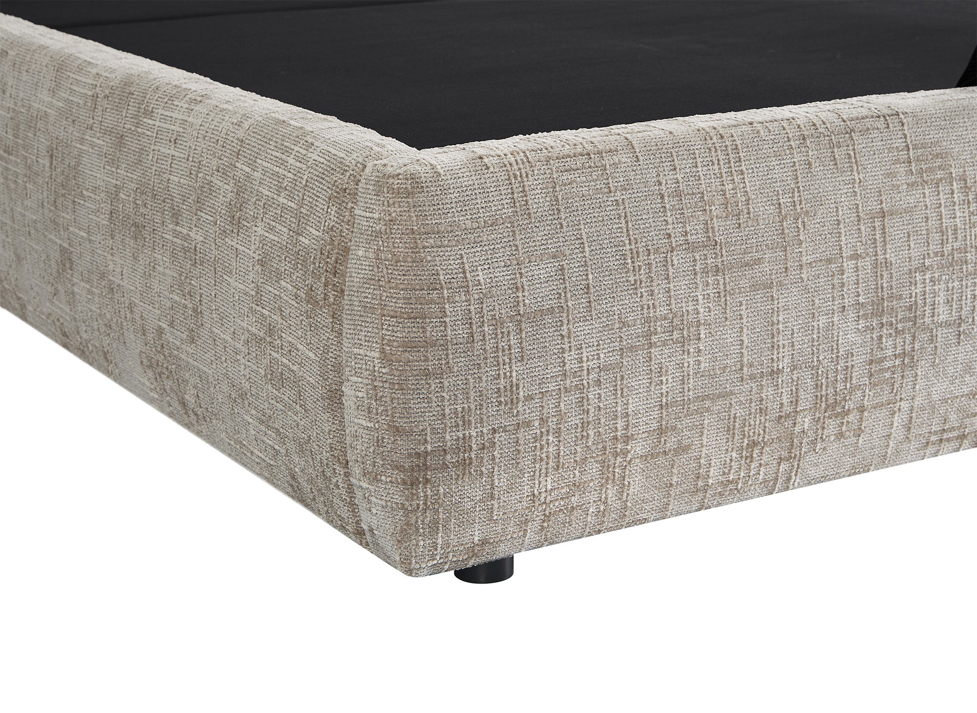 MILENA Bett mit Stauraum, 140x190 cm, taupefarben melierter Samt