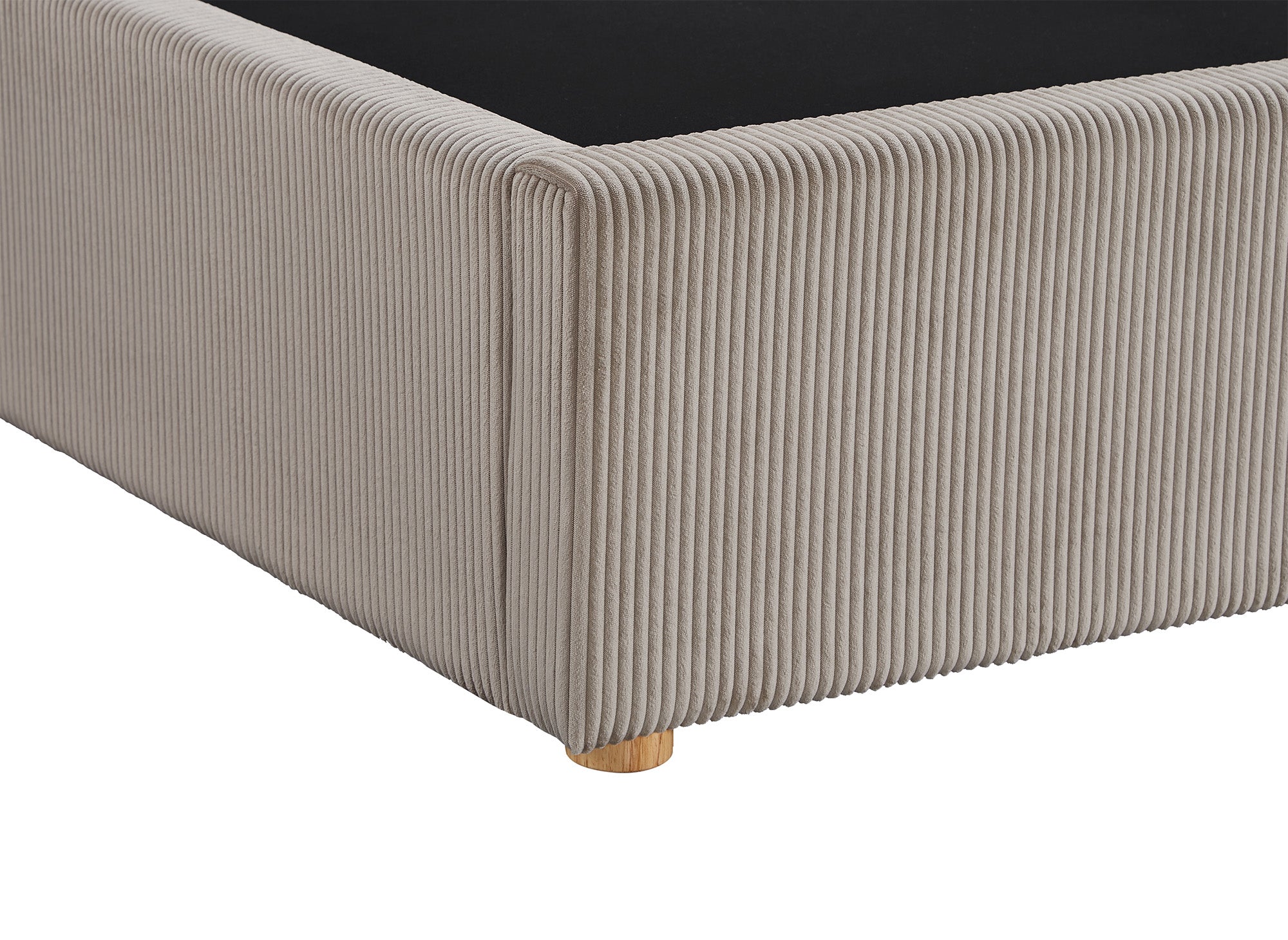 ZELIA Bett mit Stauraum aus Cord in Taupe 180x200 cm