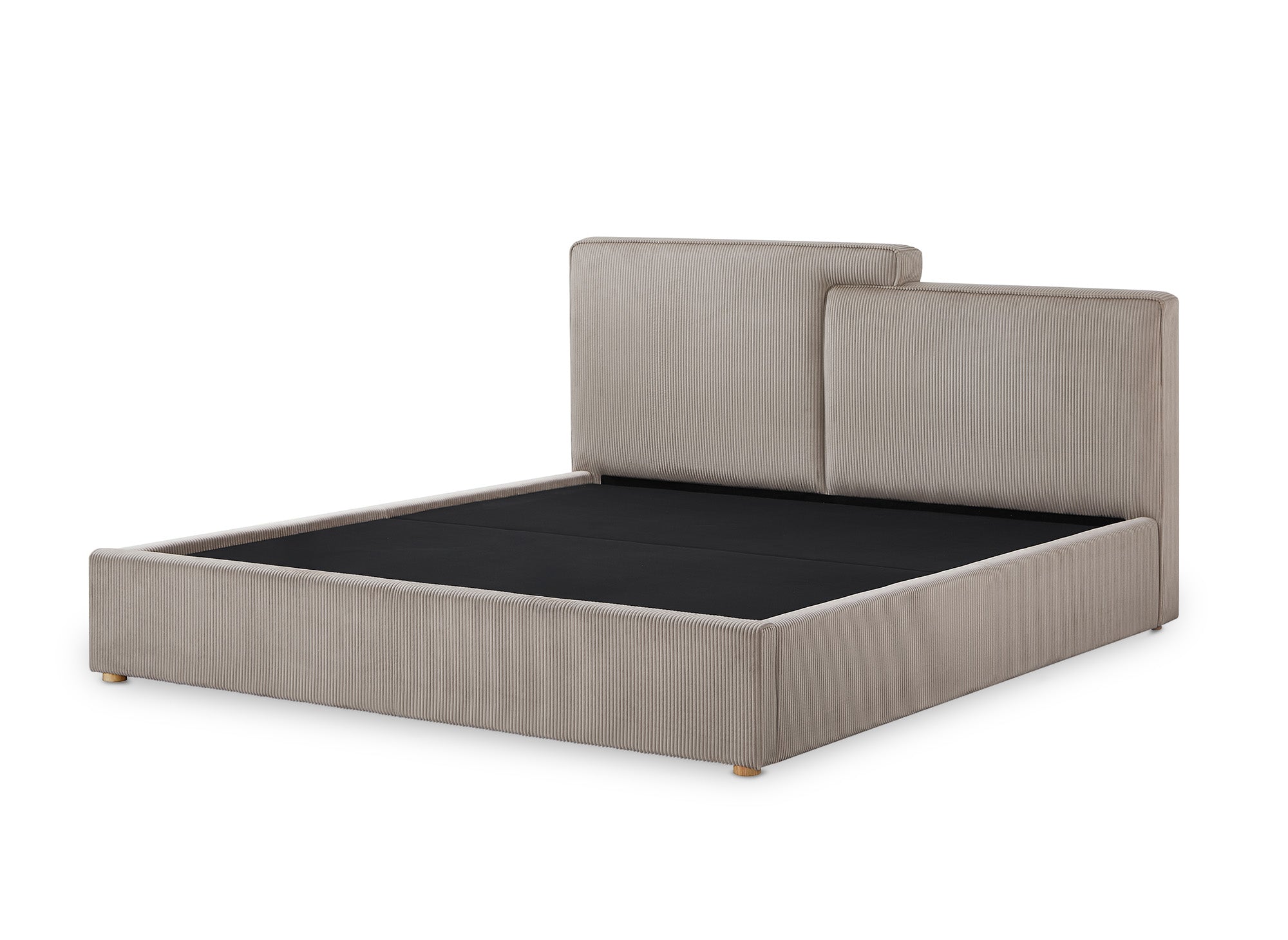 ZELIA Bett mit Stauraum aus Cord in Taupe 180x200 cm