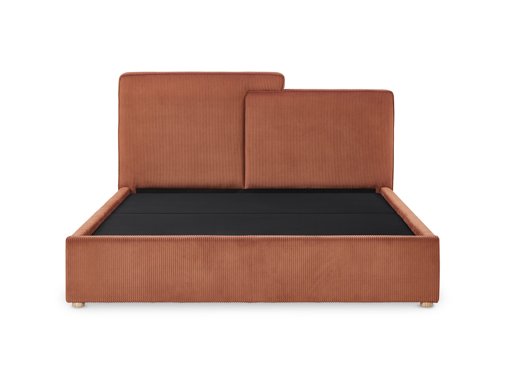 ZELIA Bett mit Stauraum aus Cord in Terrakotta 180x200 cm