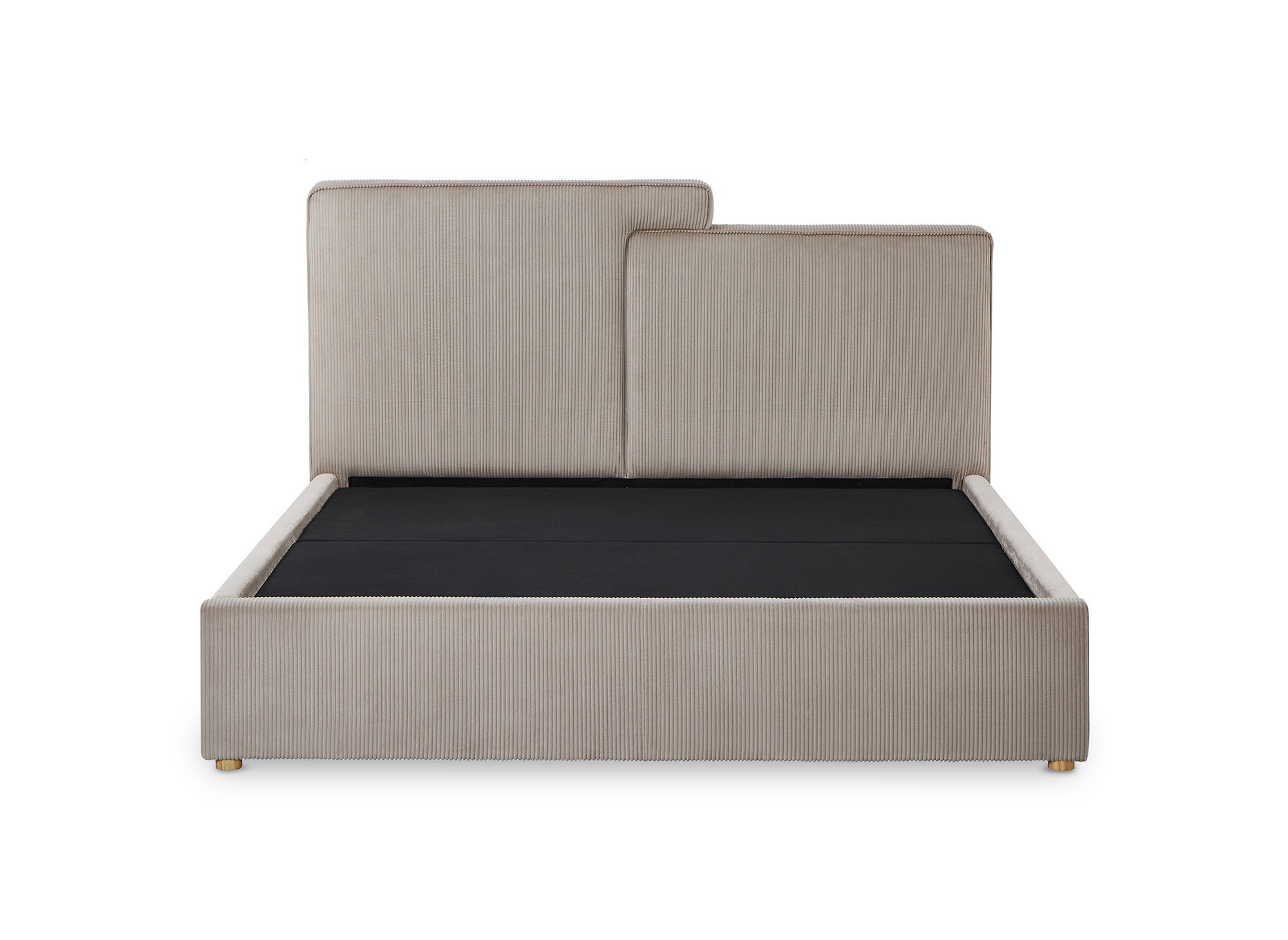ZELIA Bett mit Stauraum aus Cord in Taupe 160x200 cm
