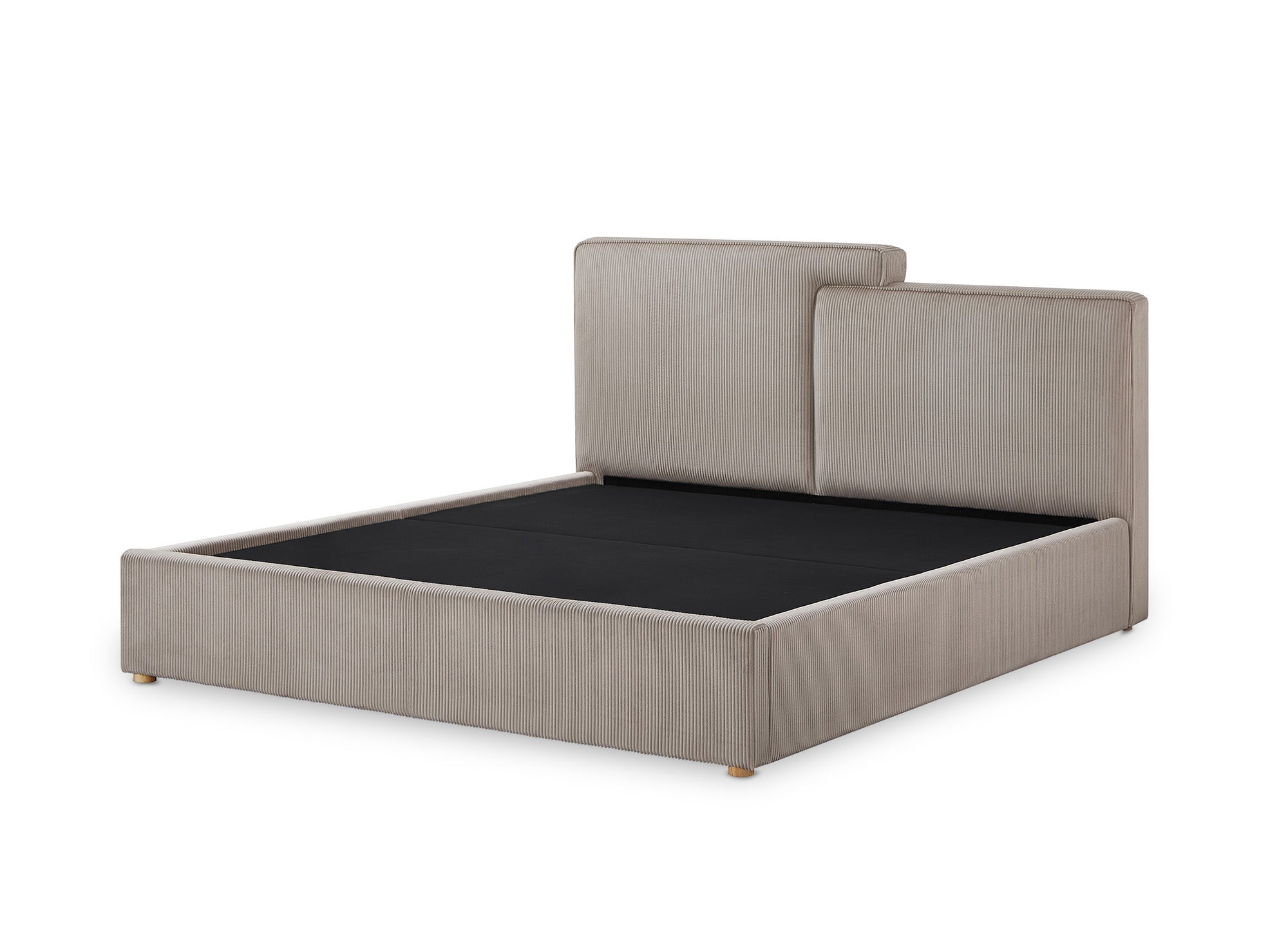 ZELIA Bett mit Stauraum aus Cord in Taupe 160x200 cm