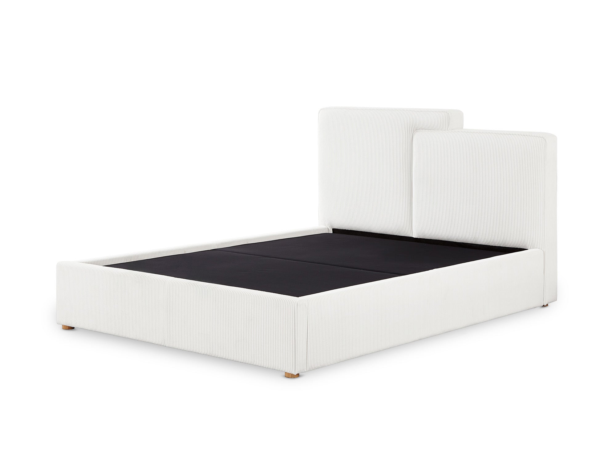 ZELIA Bett mit Stauraum aus ecrufarbenem Cord 160x200 cm