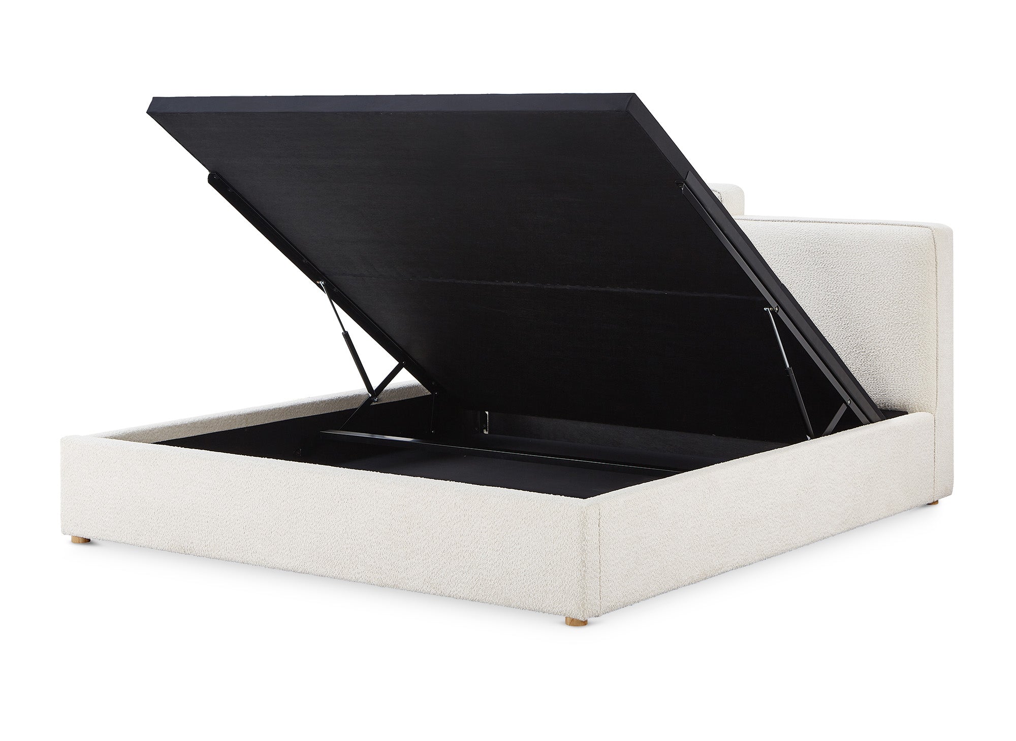ZELIA Bett mit Stauraum aus Frottee, beige, 180 x 200 cm
