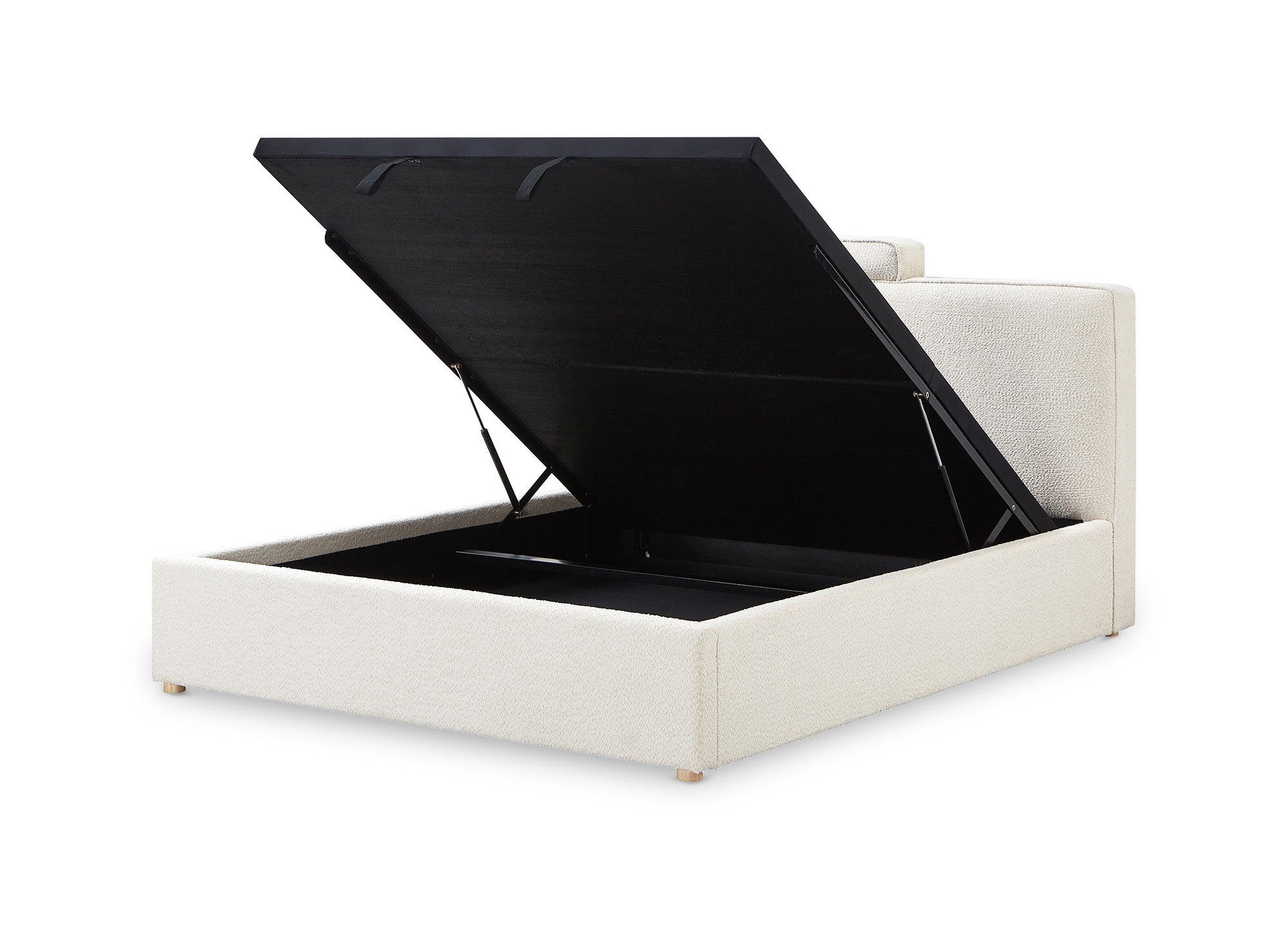 ZELIA Bett mit Stauraum aus Frottee, beige, 140 x 190 cm