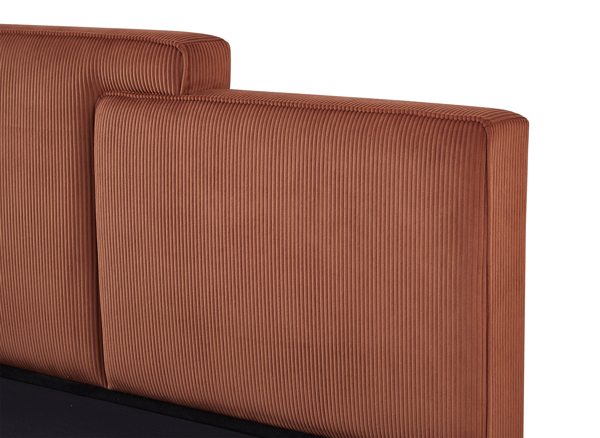 ZELIA Bett mit Stauraum aus Cord in Terrakotta 140x190 cm