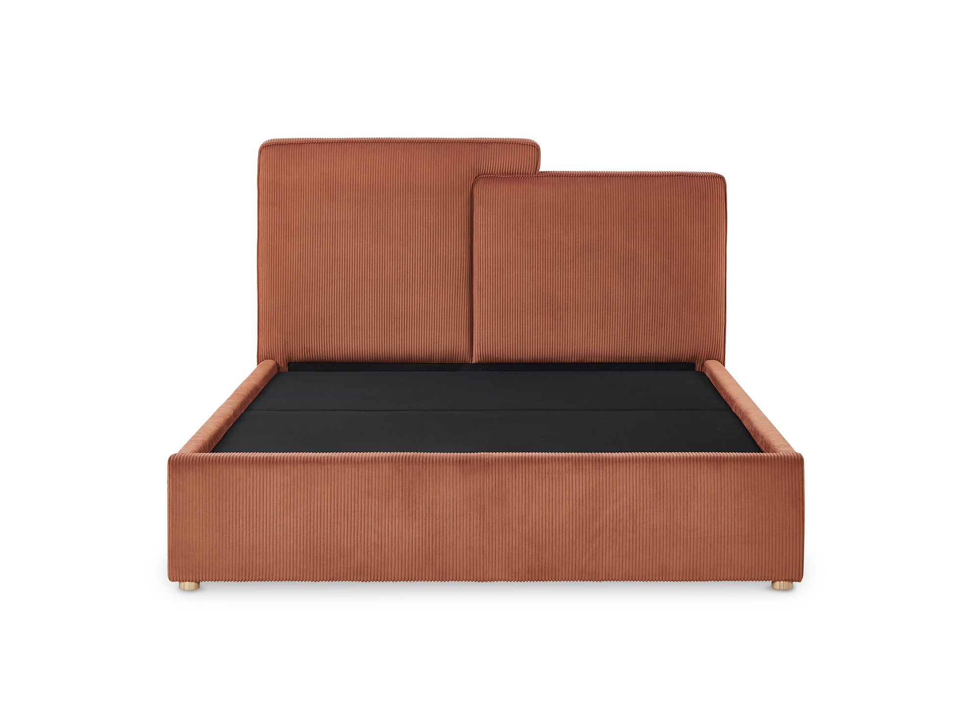 ZELIA Bett mit Stauraum aus Cord in Terrakotta 140x190 cm