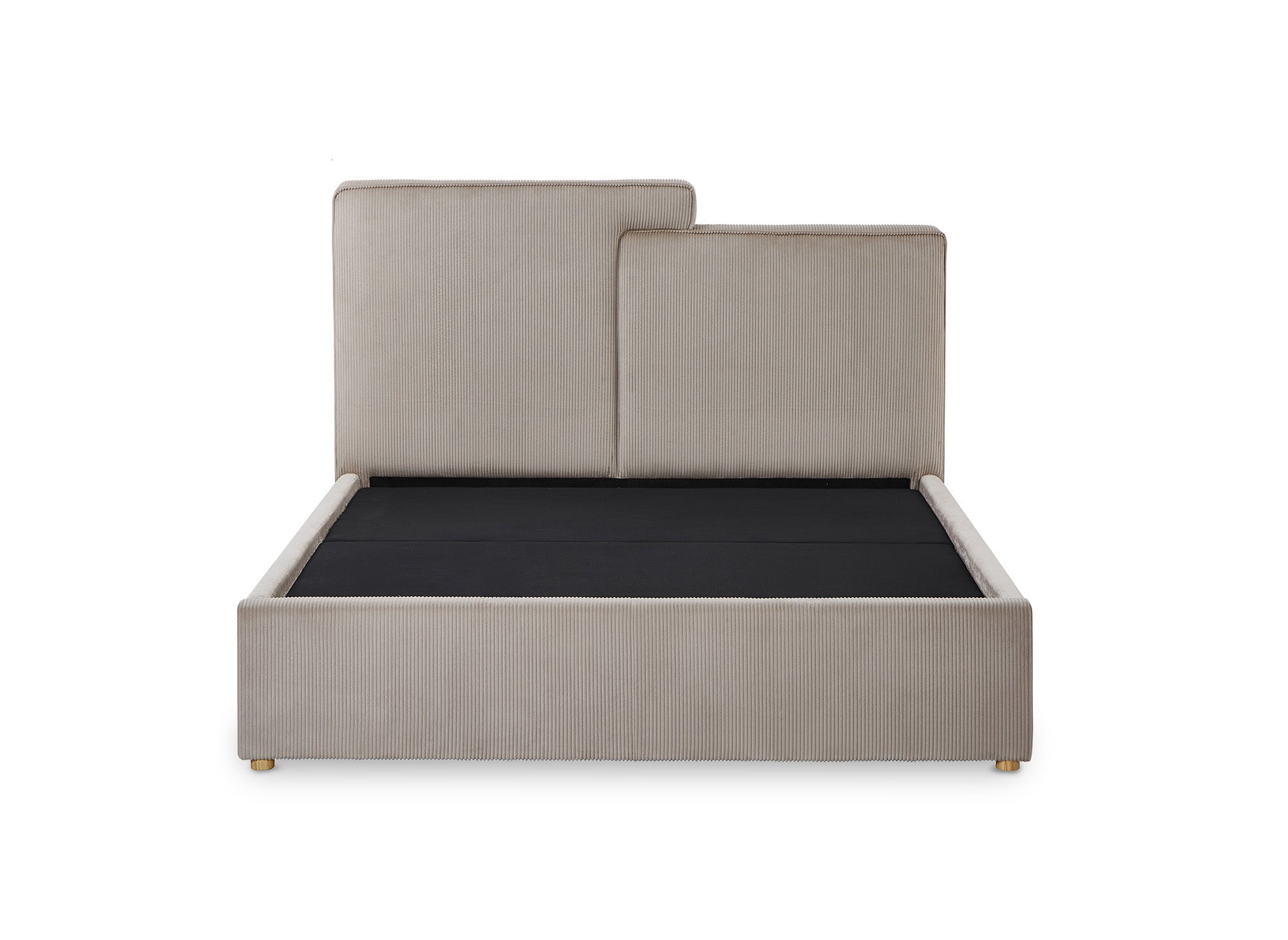 ZELIA Bett mit Stauraum aus Cord in Taupe 140x190 cm
