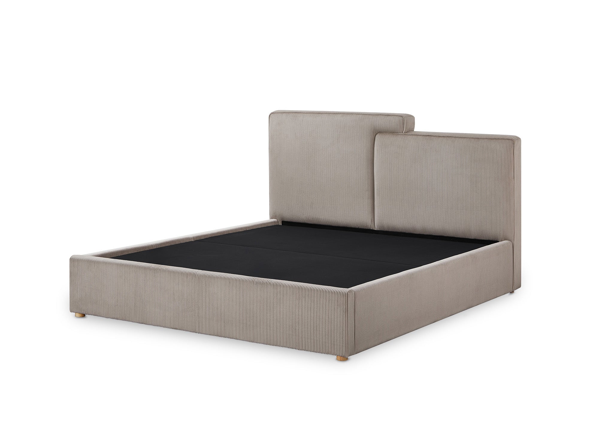 ZELIA Bett mit Stauraum aus Cord in Taupe 140x190 cm