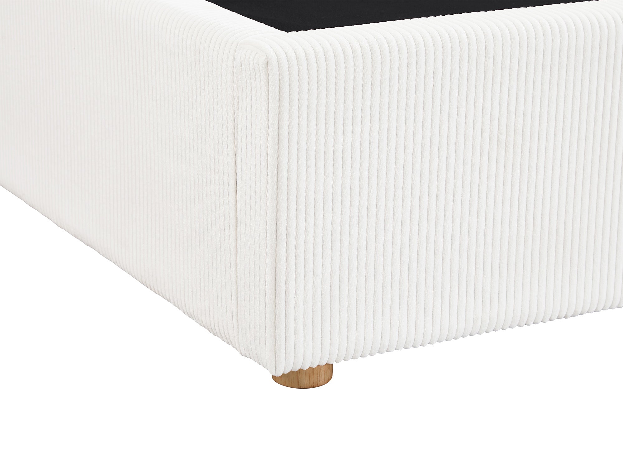 ZELIA Bett mit Stauraum aus ecrufarbenem Cord 140x190 cm