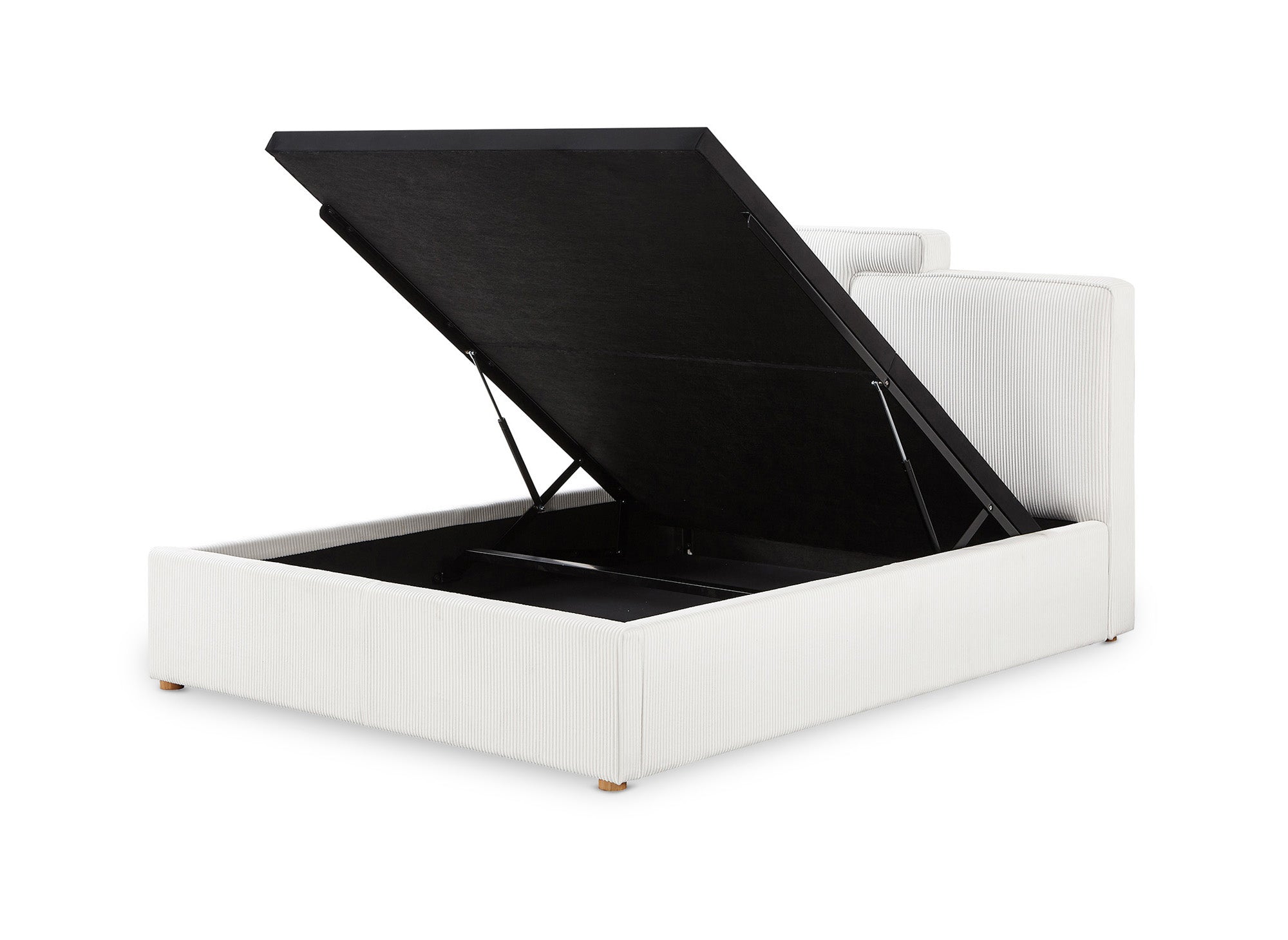 ZELIA Bett mit Stauraum aus ecrufarbenem Cord 140x190 cm