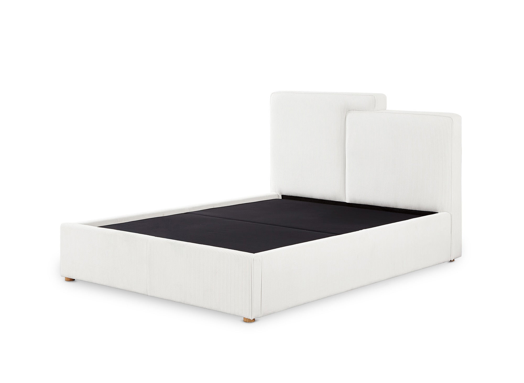 ZELIA Bett mit Stauraum aus ecrufarbenem Cord 140x190 cm