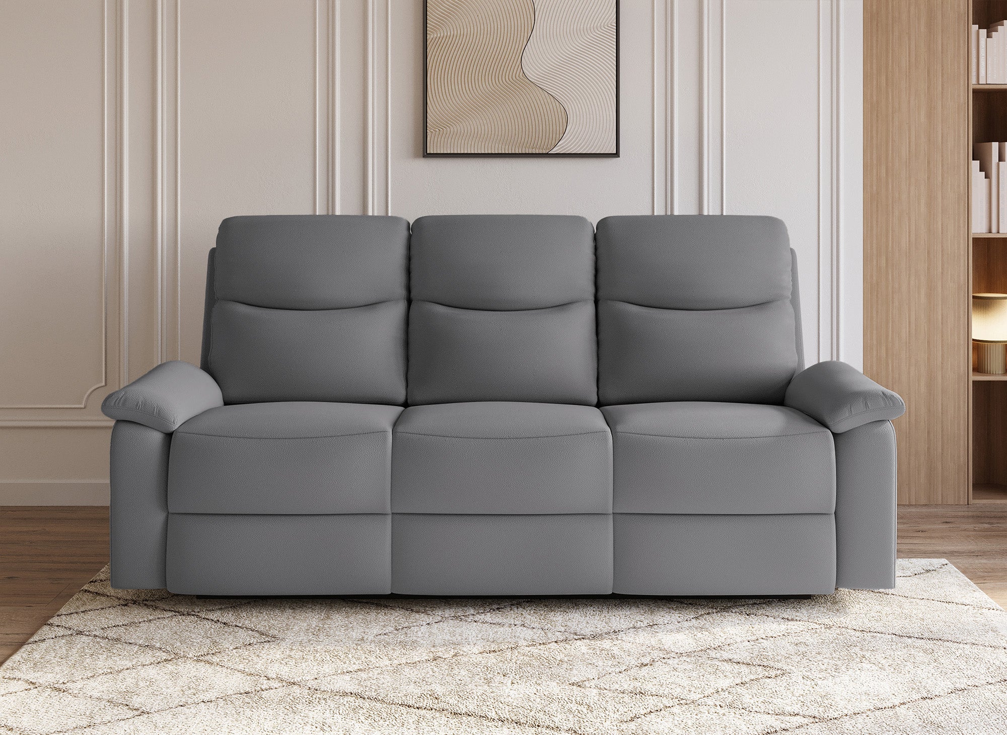 JACOB 3-Sitzer Relaxsofa in dunkelgrauer Kunstlederoptik