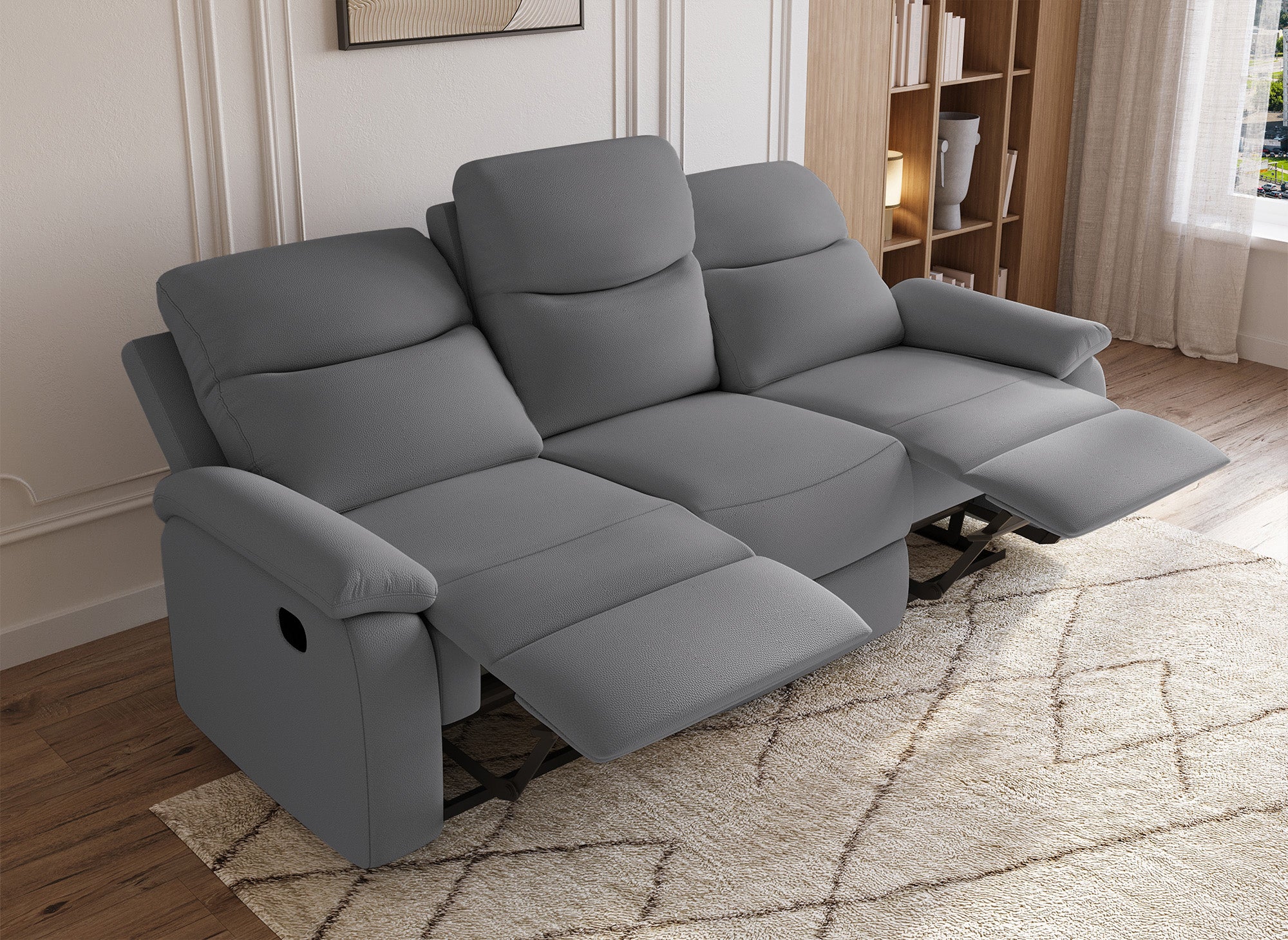 JACOB 3-Sitzer Relaxsofa in dunkelgrauer Kunstlederoptik