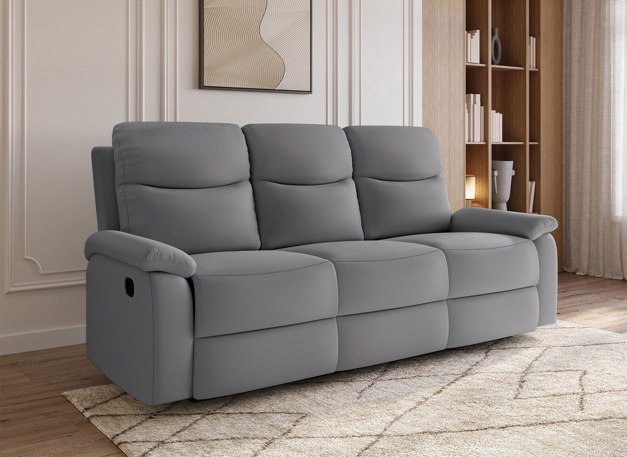 JACOB 3-Sitzer Relaxsofa in dunkelgrauer Kunstlederoptik