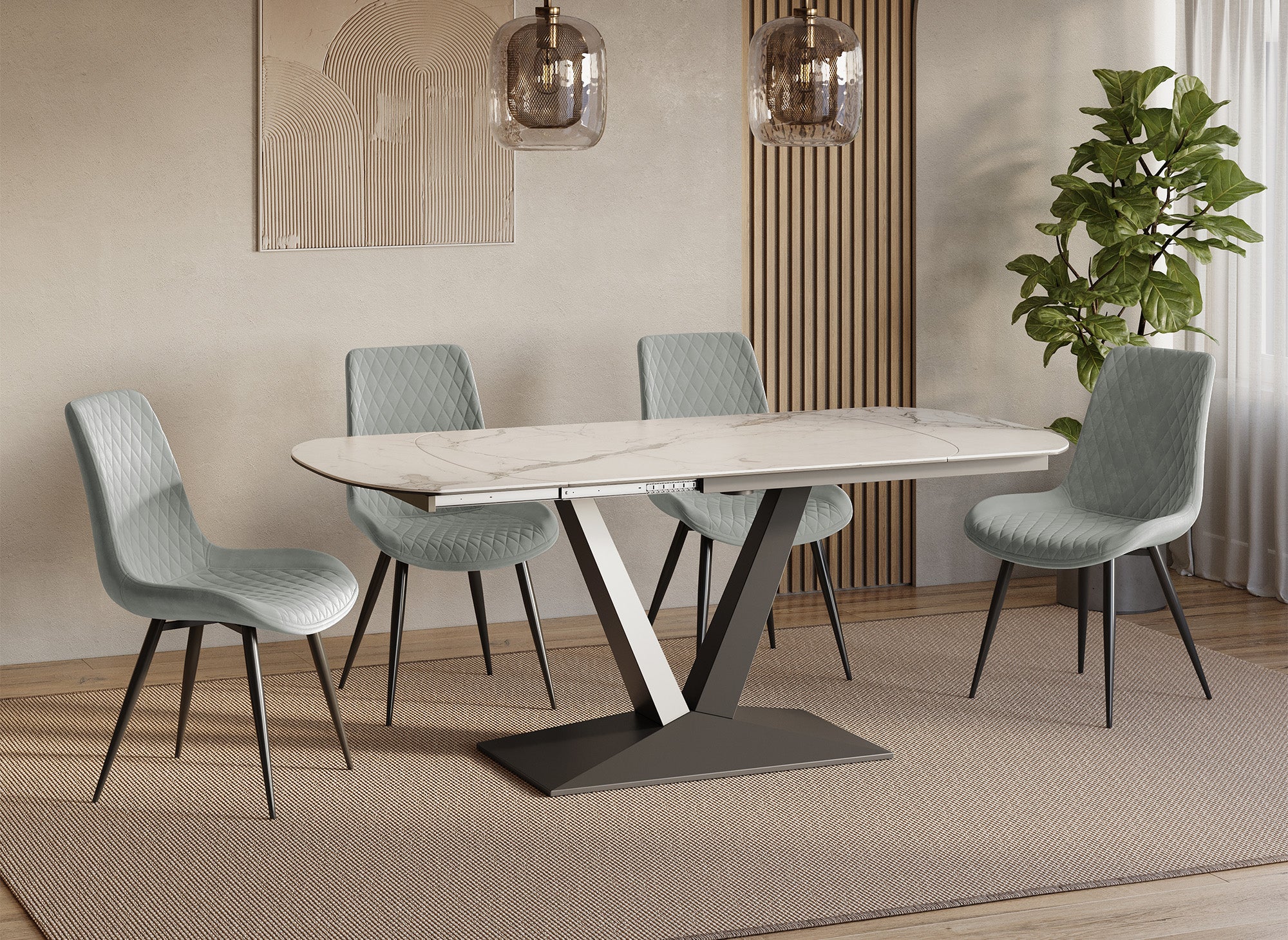 2er-Set YOLA Designer-Stühle aus grauem Samt