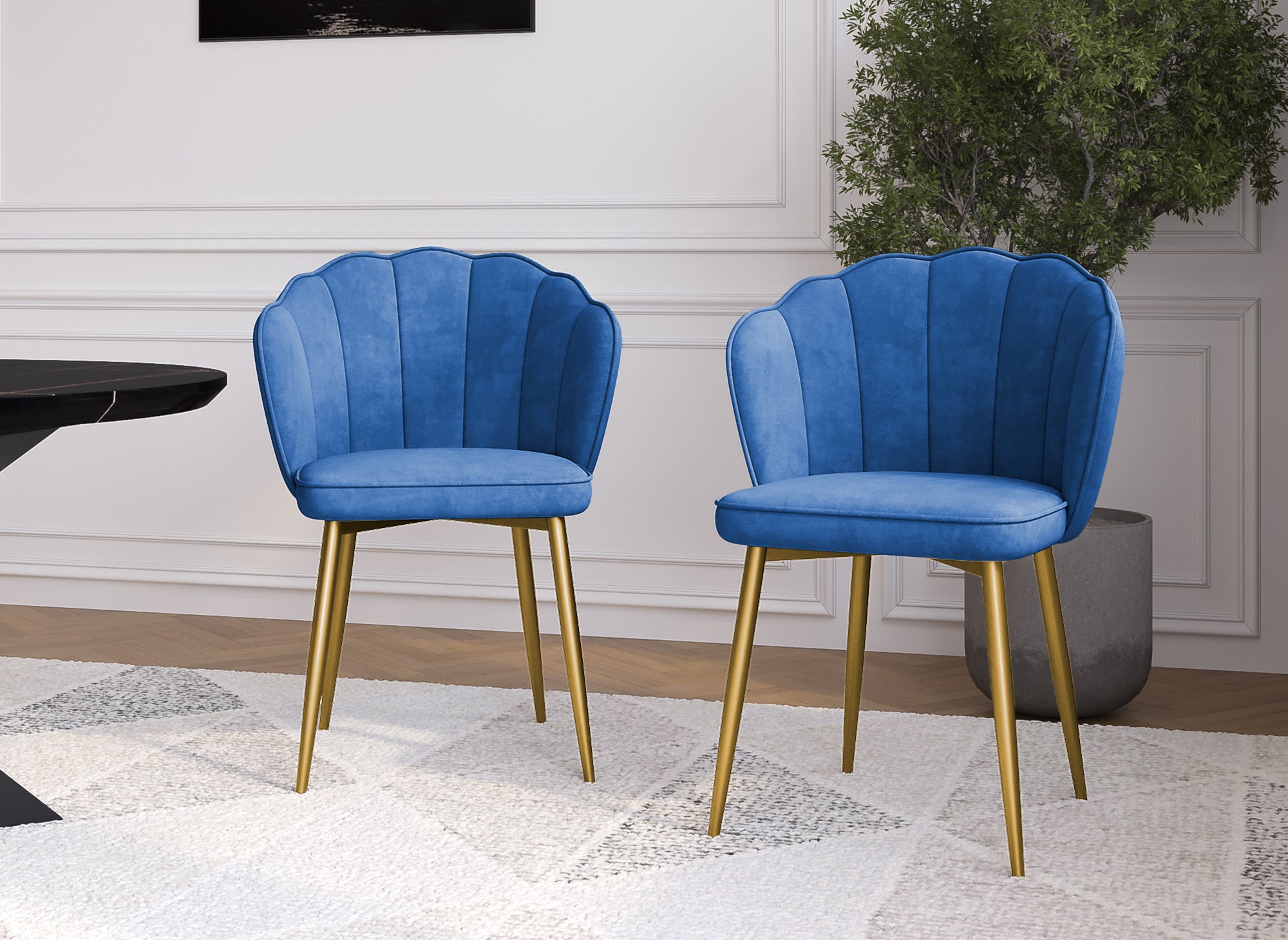 2er-Set Designerstühle aus blauem Samt GARANCE