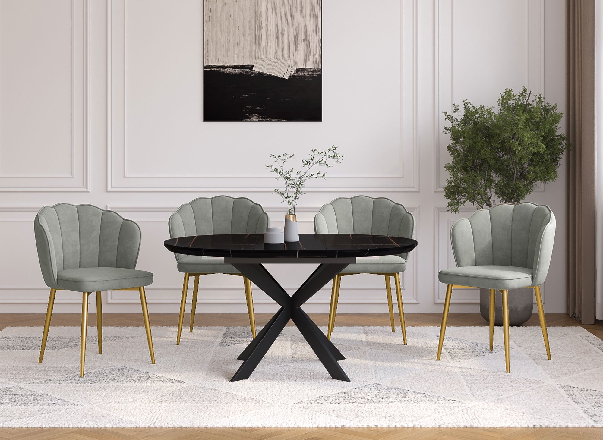 2er-Set Designerstühle aus grauem Samt GARANCE